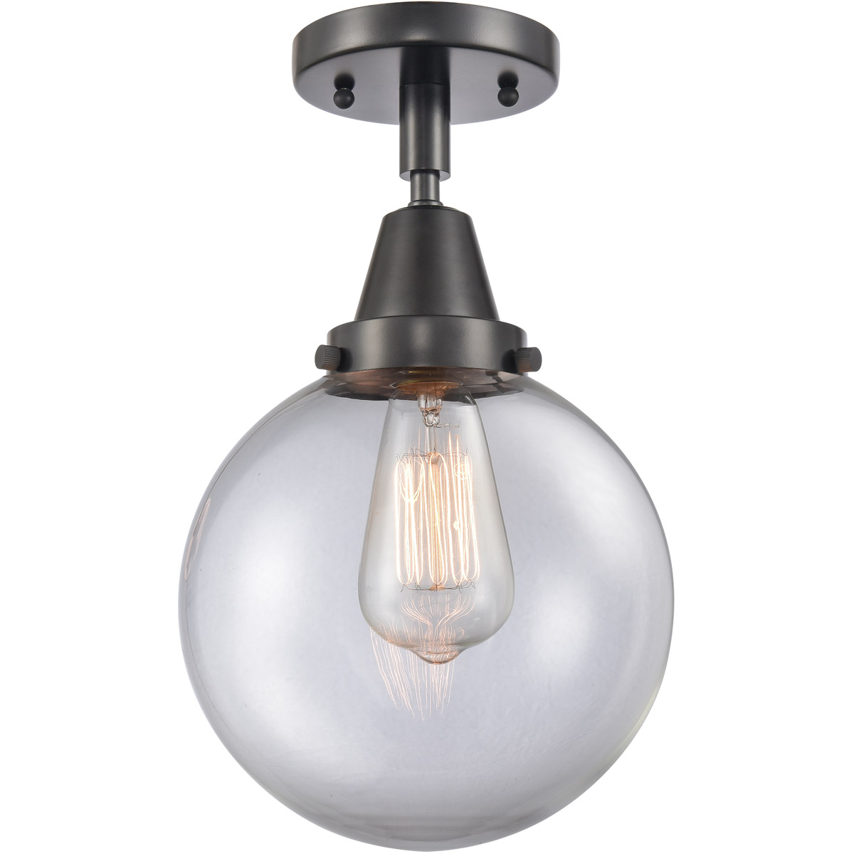 Beacon LED 8 inch Matte Black Flush Mount Ceiling Light in Clear Glass