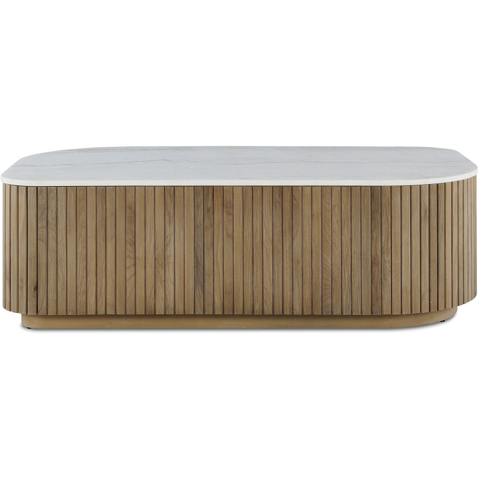 Arik 52 X 16 inch Alder Wood and White Marble Coffee Table