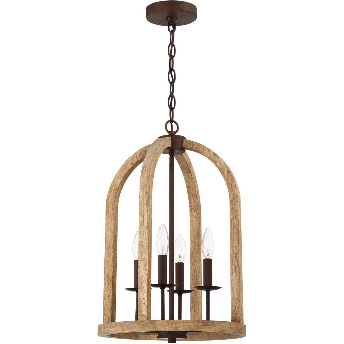 Aberdeen 4 Light 14 inch Natural Wood/Aged Bronze Brushed Foyer Light Ceiling Light
