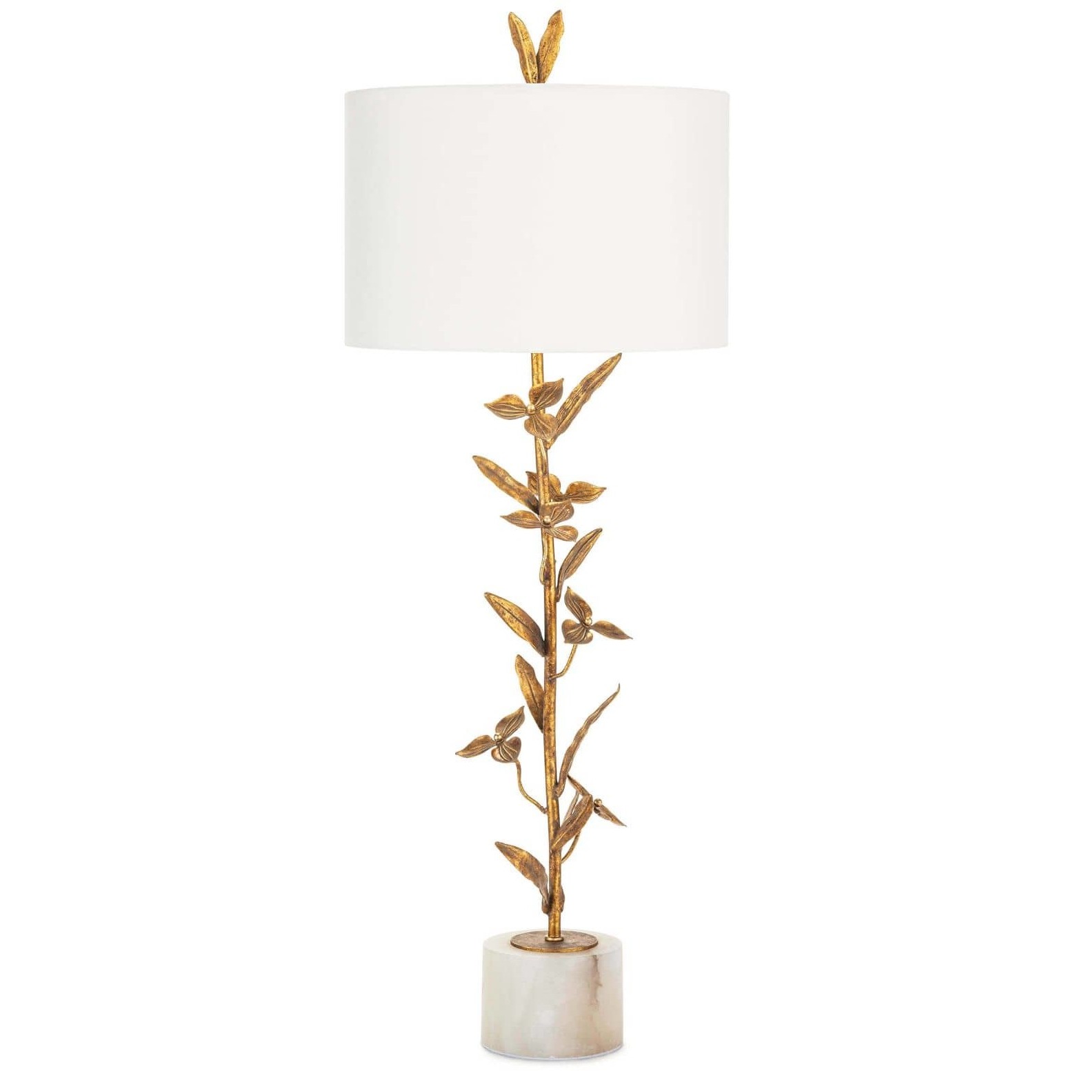 Trillium 37 inch 100.00 watt Antique Gold Leaf Table Lamp Portable Light, Buffet Lamp