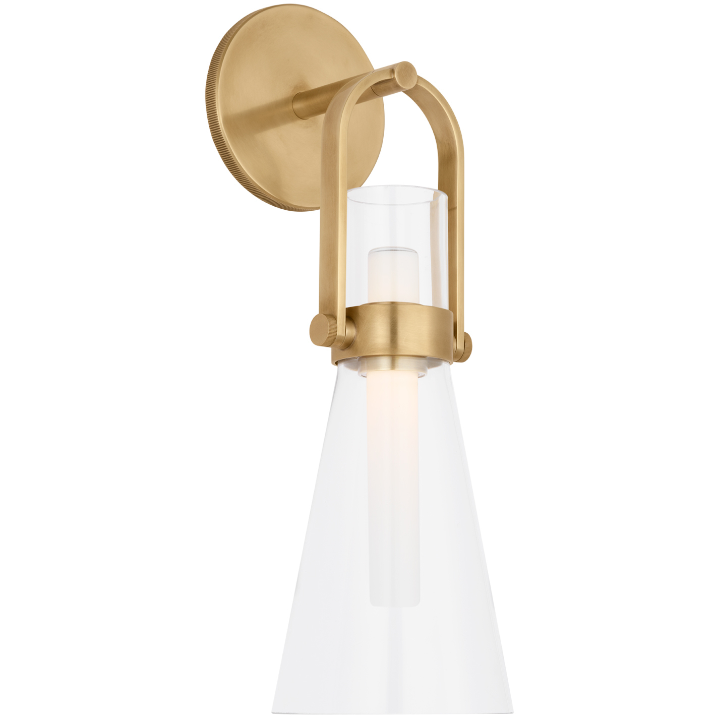 Ian K. Fowler Larkin LED 5.5 inch Hand-Rubbed Antique Brass Conical Bracketed Sconce Wall Light, Medium