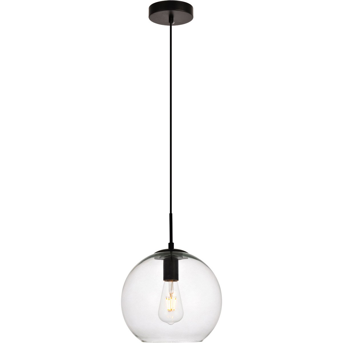 Placido 1 Light 9.8 inch Black and Clear Pendant Ceiling Light