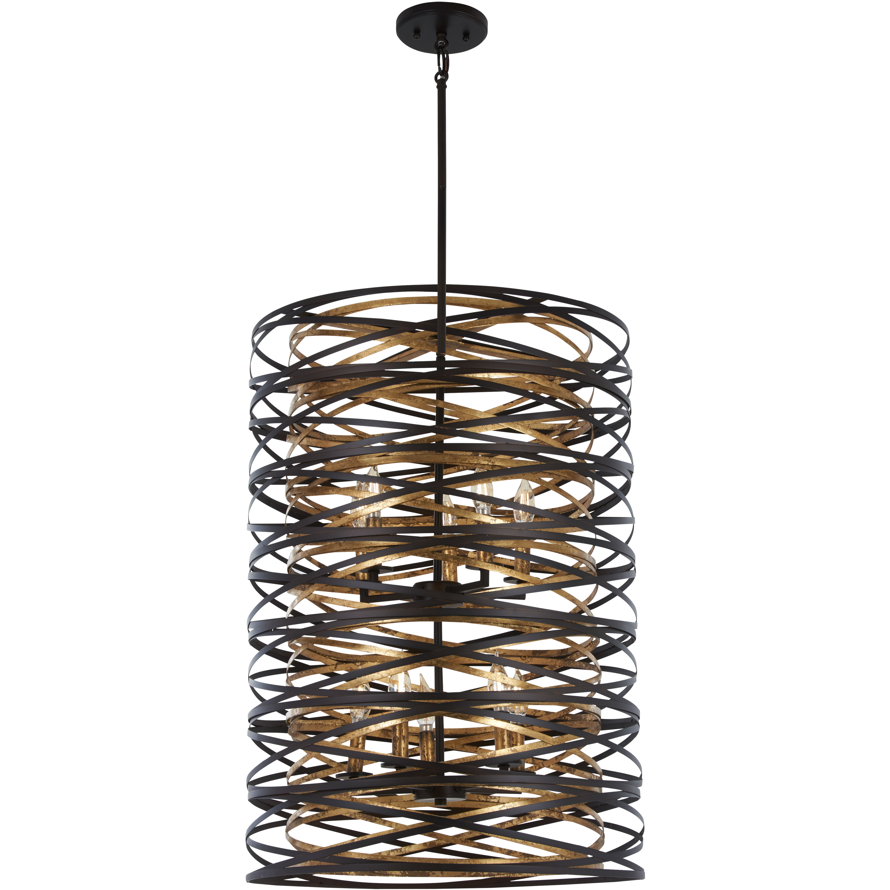Vortic Flow 10 Light 21 inch Dark Bronze/Mosaic Gold Pendant Ceiling Light