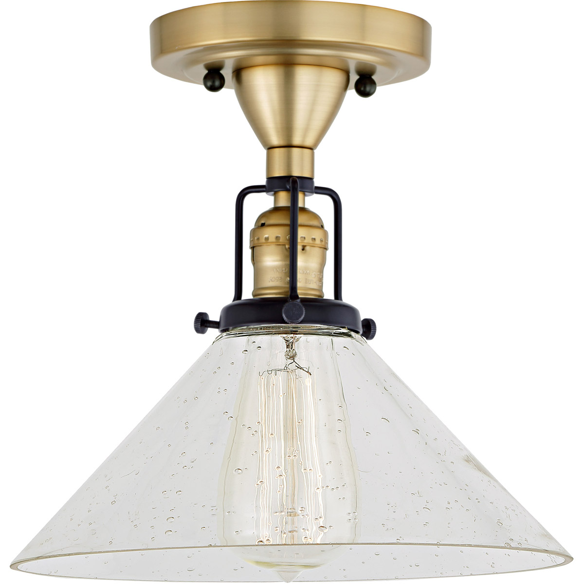 Nob Hill 1 Light 1 inch Satin Brass and Black Flush Ceiling Mount Ceiling Light