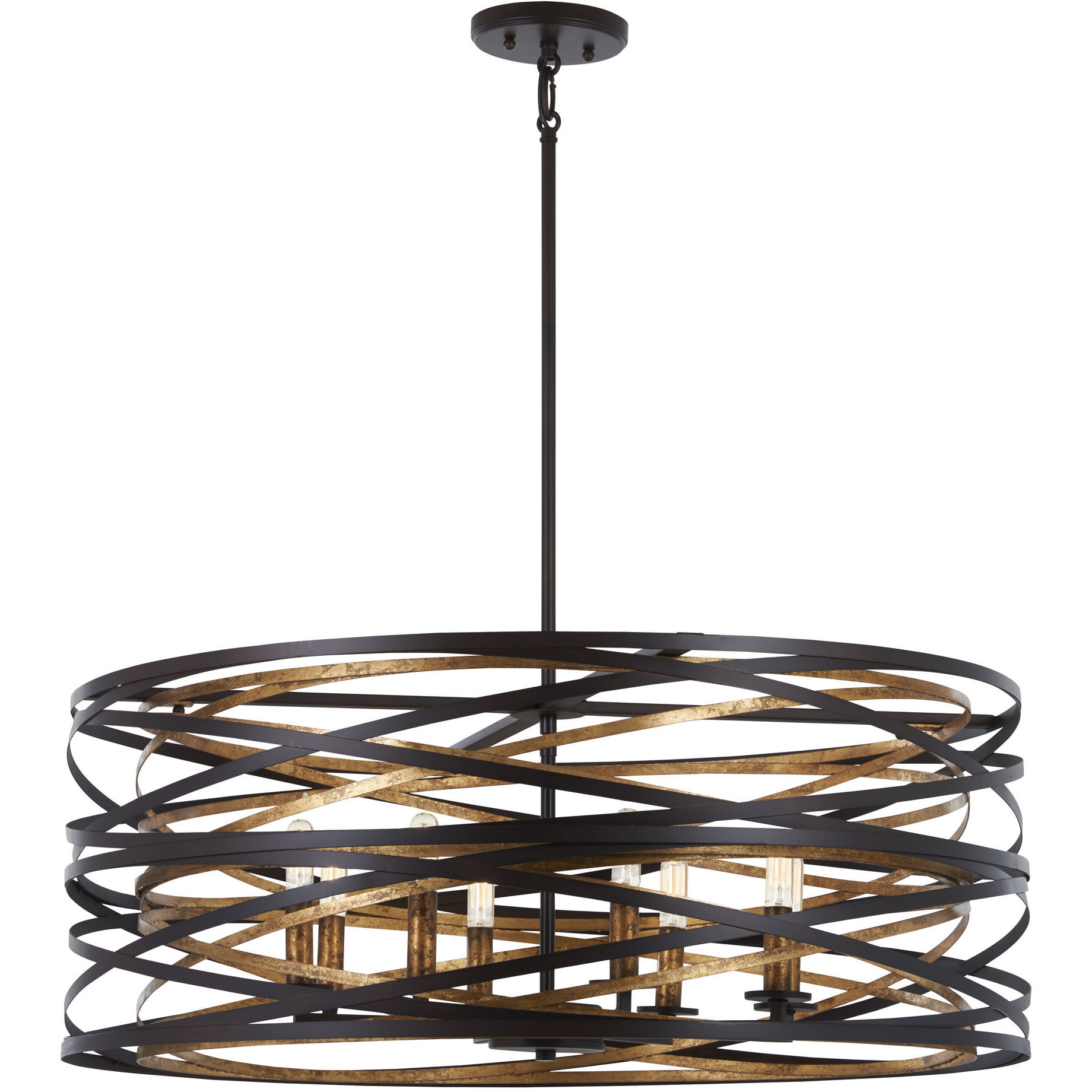 Minka-Lavery Vortic Flow 8 Light 30 inch Dark Bronze/Mosaic Gold Pendant Ceiling Light 4677-111 - Open Box