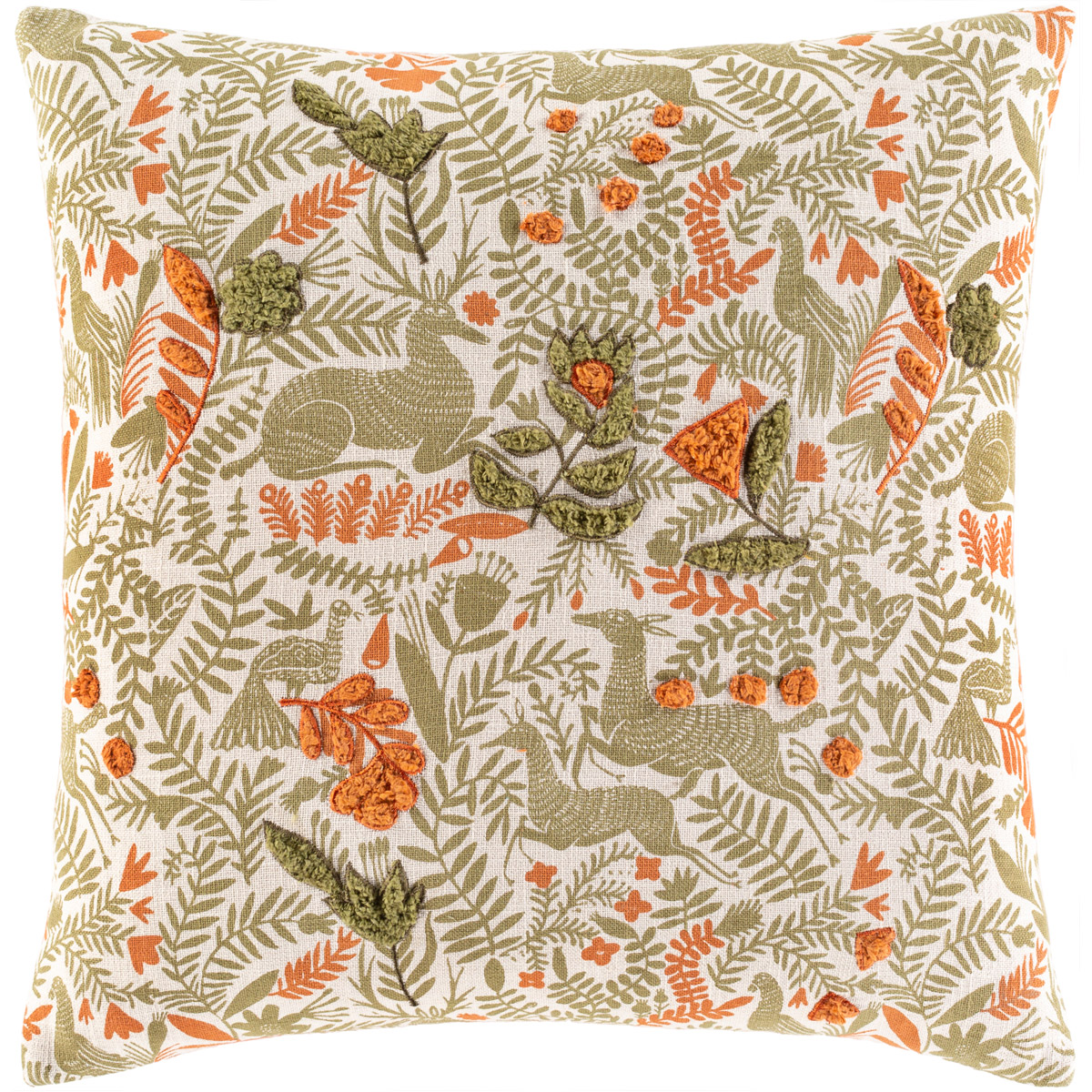 Tanzania 18 X 18 inch Olive/Terracotta/Ivory/Dark Green Pillow Cover, Square
