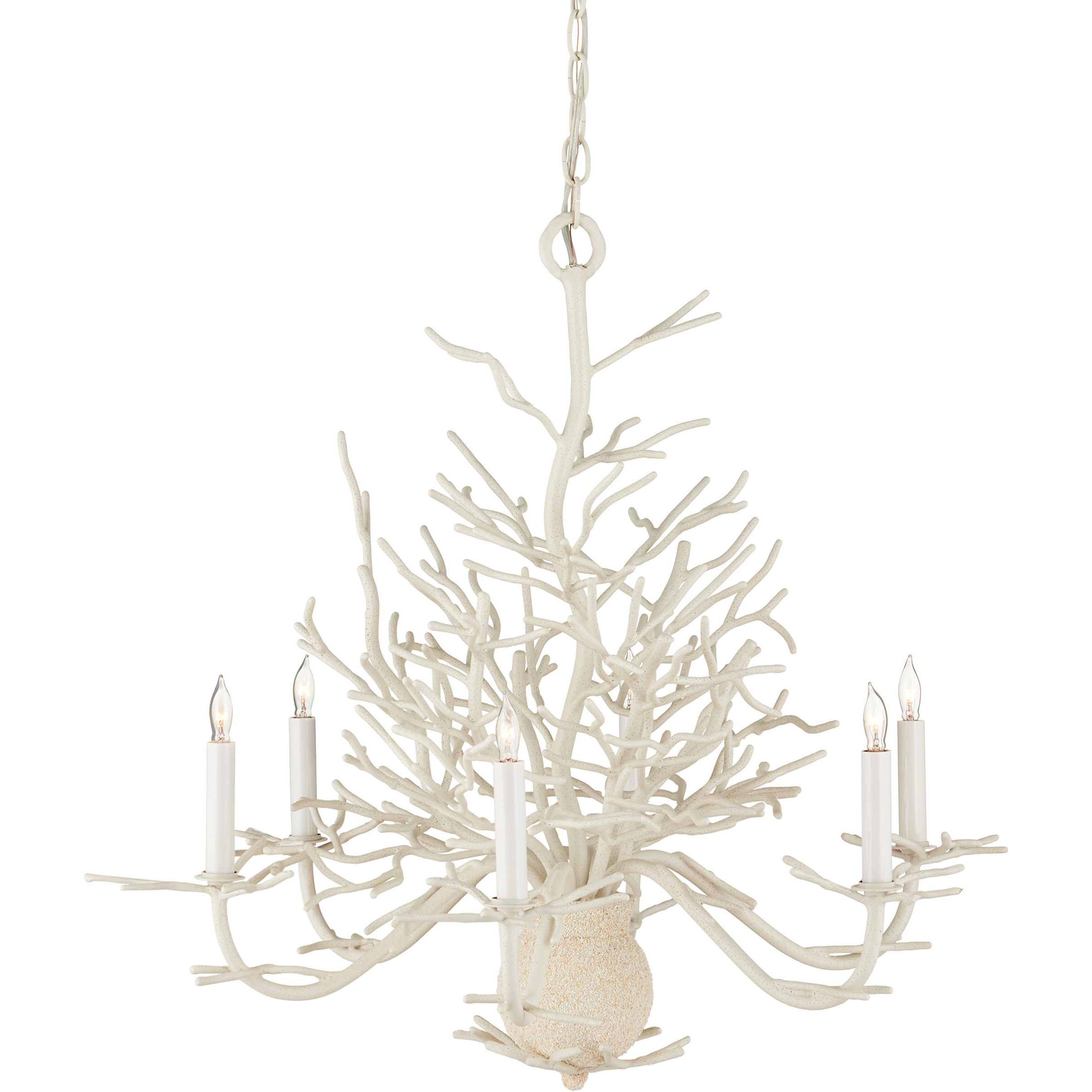 Seaward 6 Light 29 inch White Coral Chandelier Ceiling Light, Small