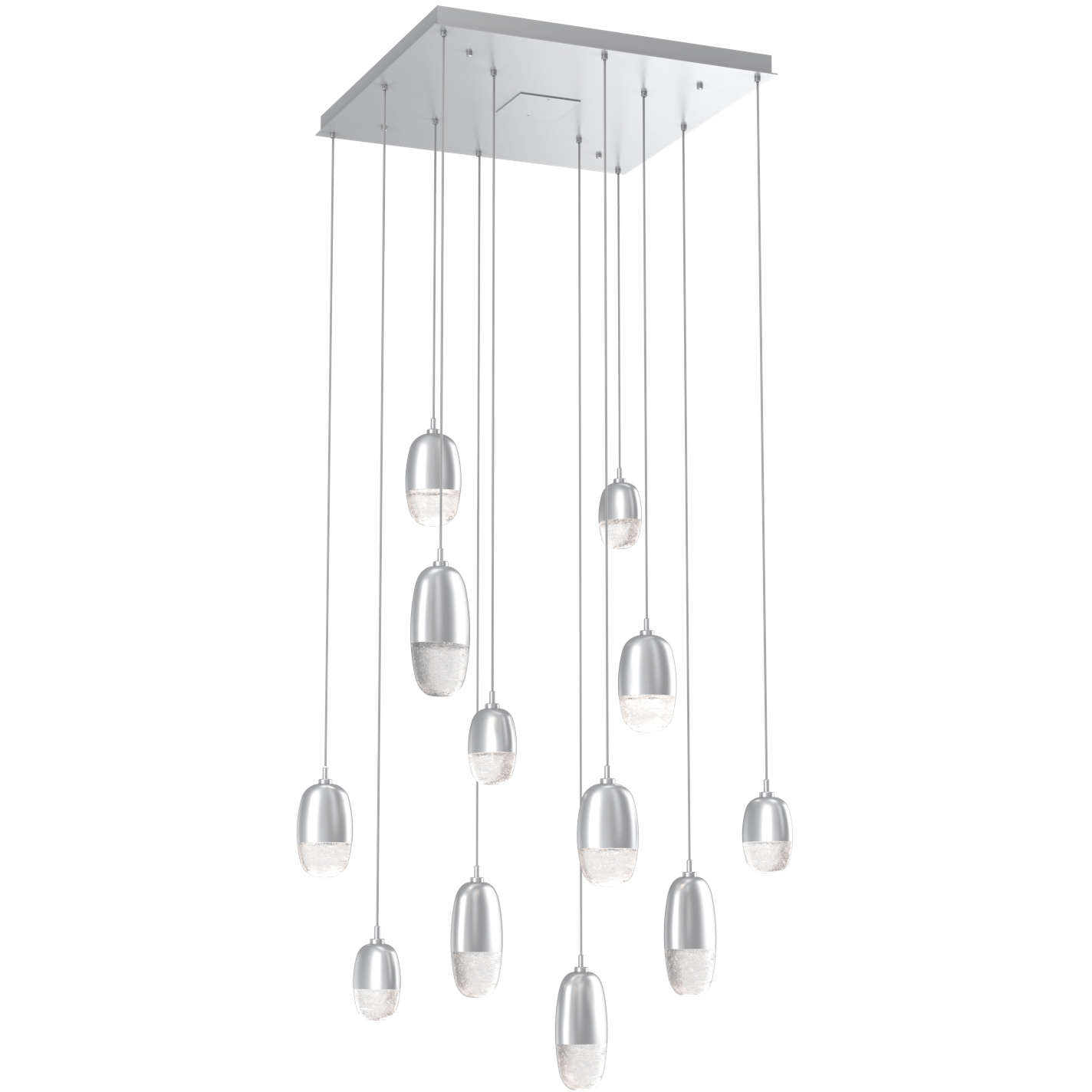 Pebble LED Classic Silver Chandelier Ceiling Light, Multi-Port