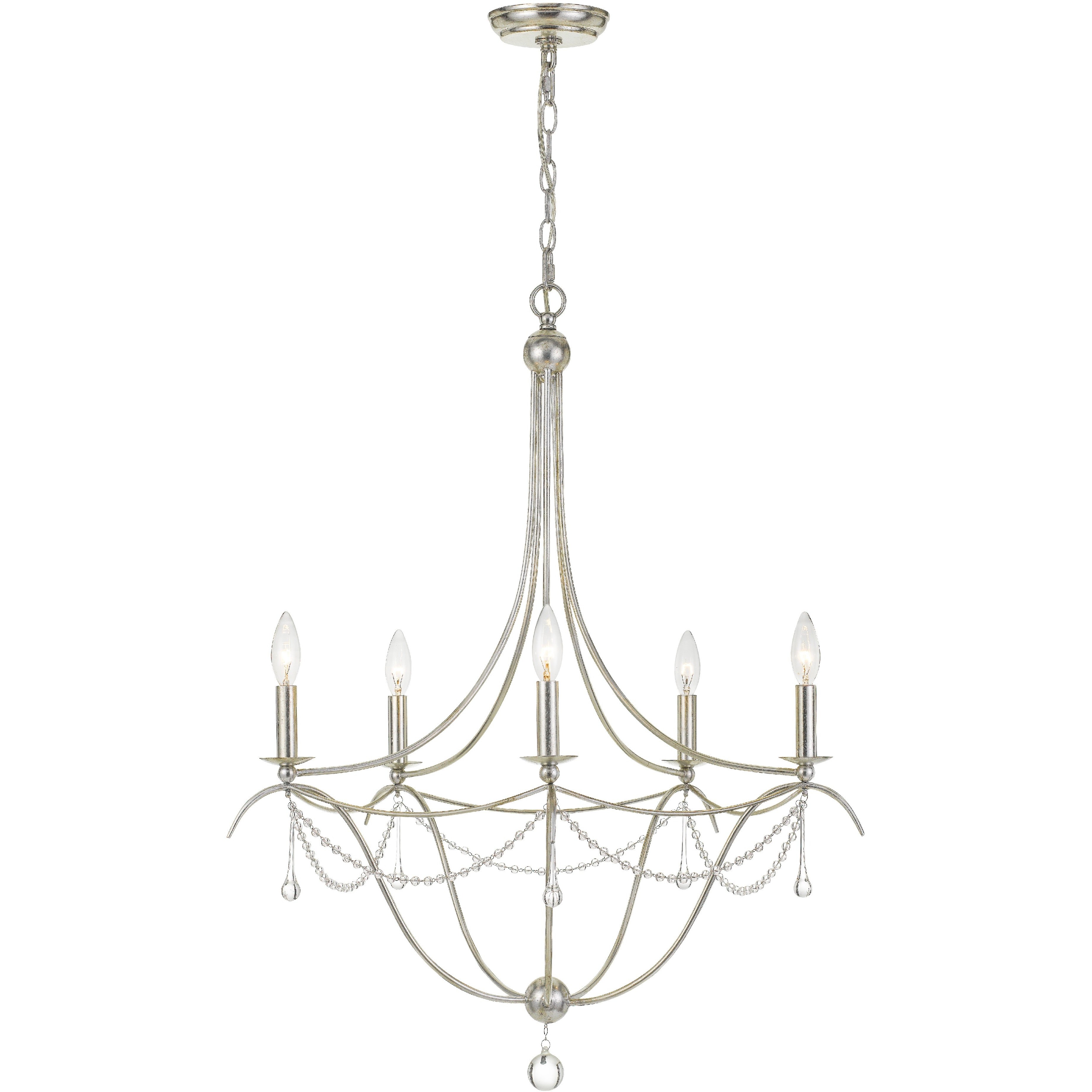 Metro 5 Light 27.5 inch Antique Silver Chandelier Ceiling Light