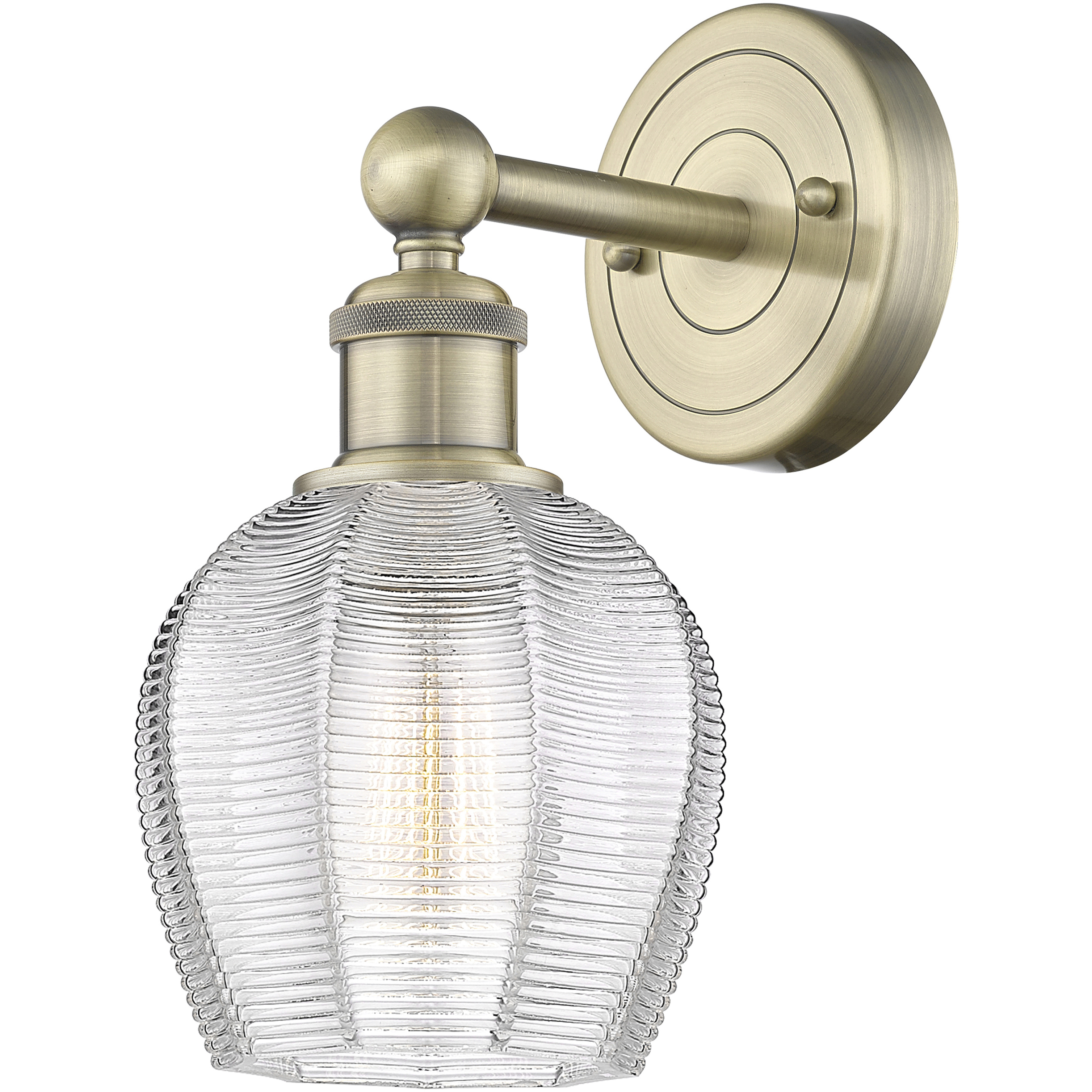 Norfolk Sconce Wall Light in Antique Brass, Clear