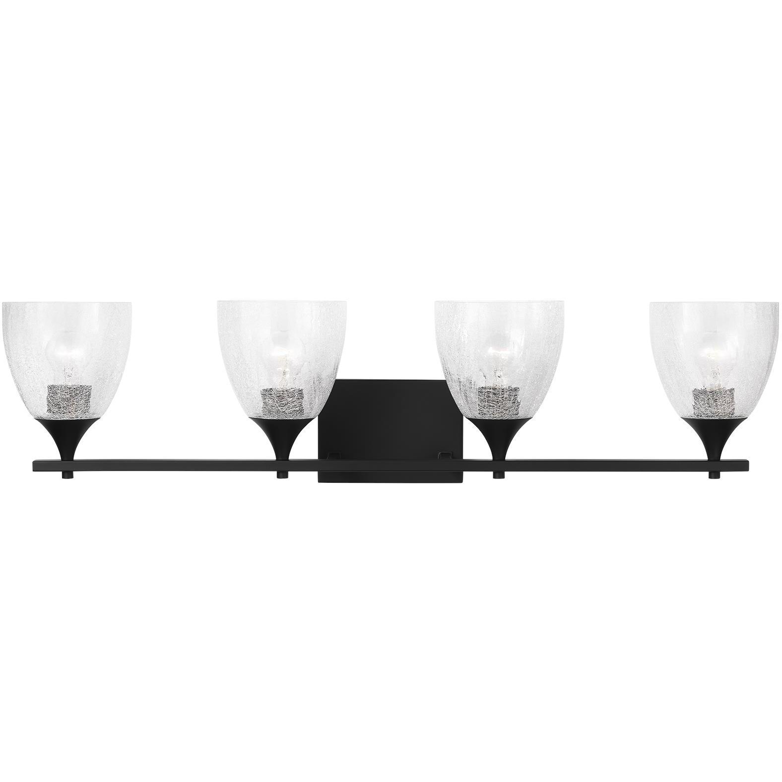 Drew & Jonathan Toffino 4 Light 36 inch Midnight Black Vanity Light Wall Light in Clear Crackle Glass