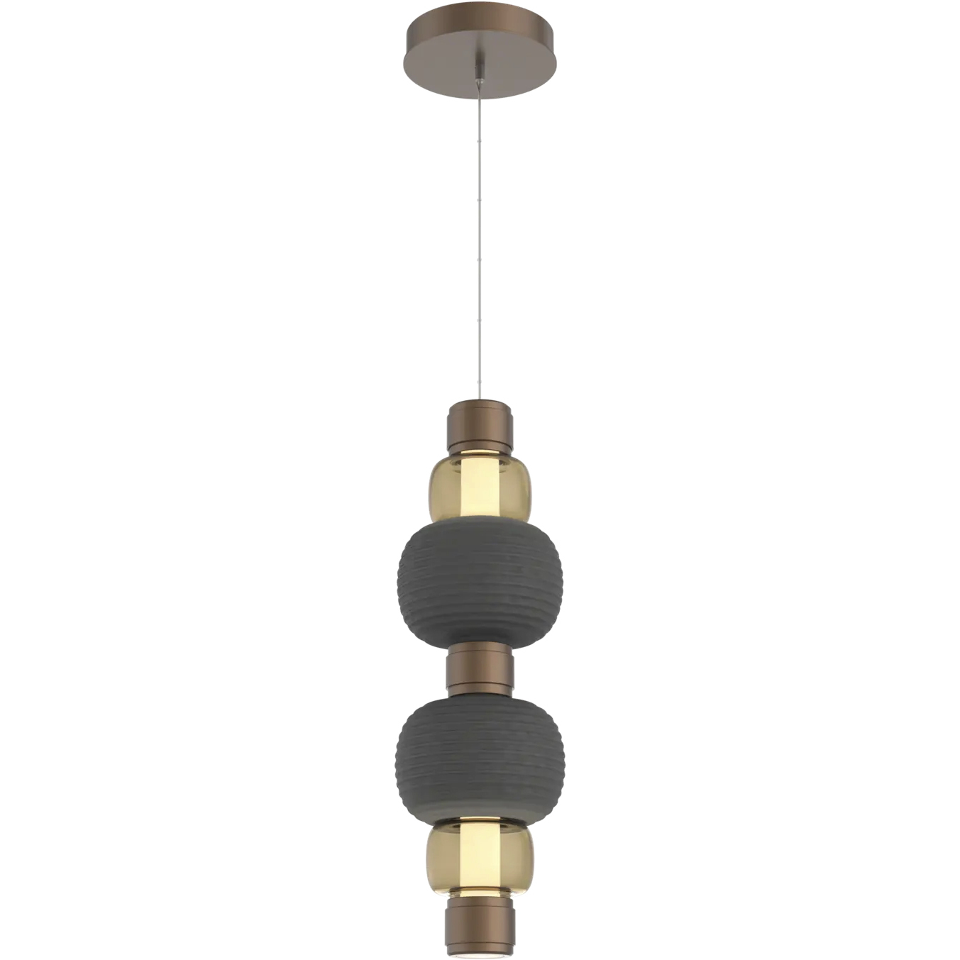 Torno Mandrel LED Burnished Bronze with Charcoal Double Pendant Ceiling Light