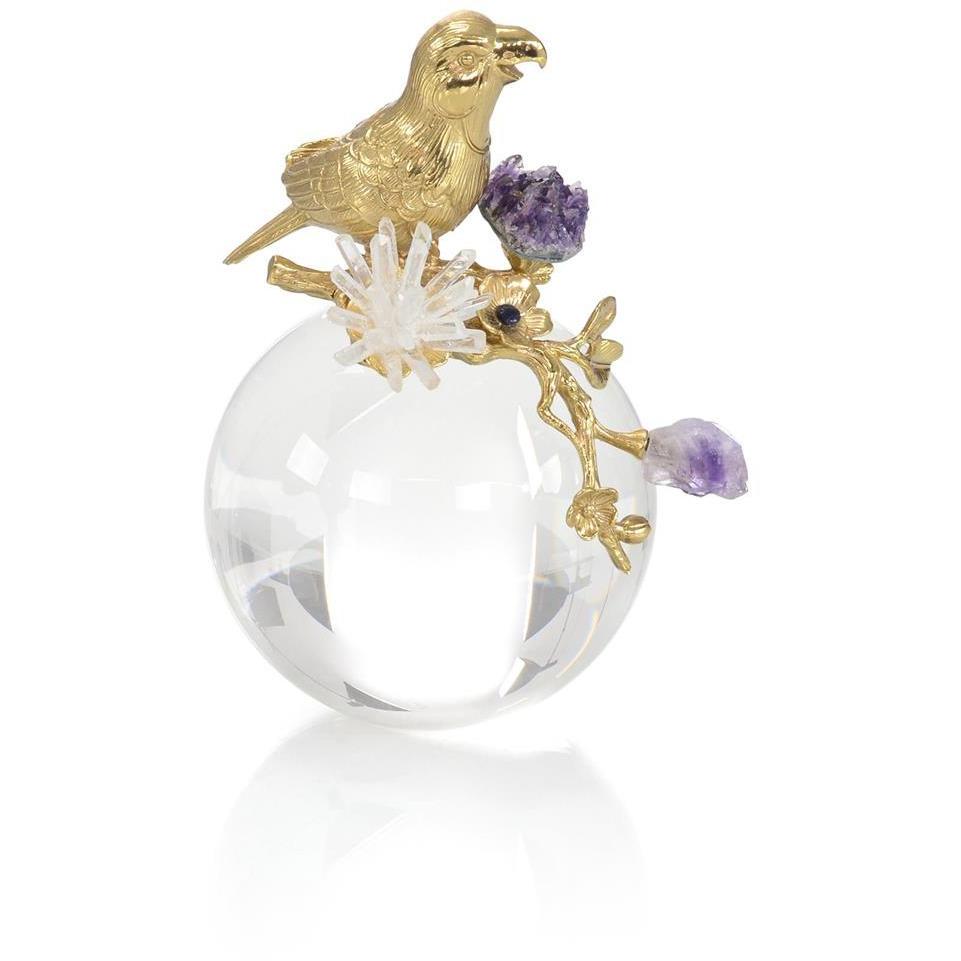Parrot and Amethyst II 7.5 X 6 inch Sculpture