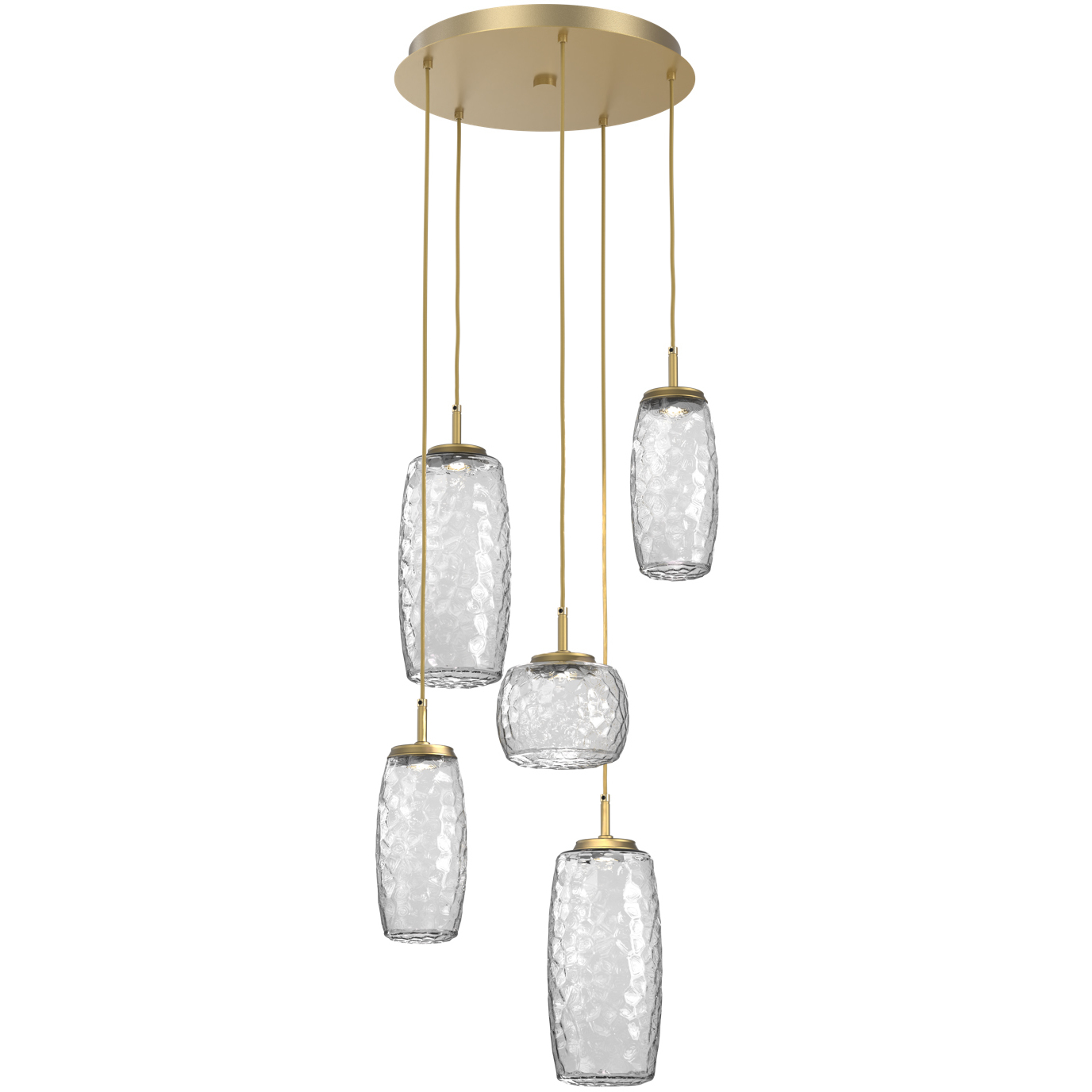 Vessel LED Gilded Brass Multi-Pendant Ceiling Light in 3000K LED, Clear