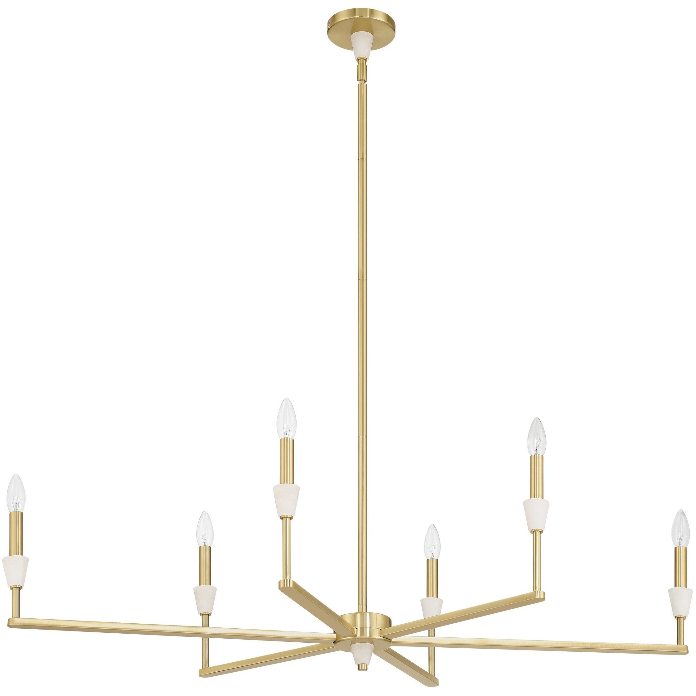 Montclair 6 Light 46 inch Brushed Gold and White Linear Chandelier Ceiling Light