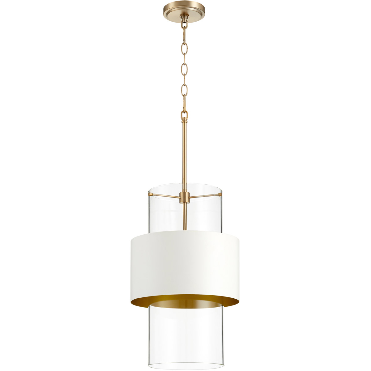 Fort Worth 1 Light 12 inch Aged Brass and Studio White Pendant Ceiling Light in Aged Brass / Studio White