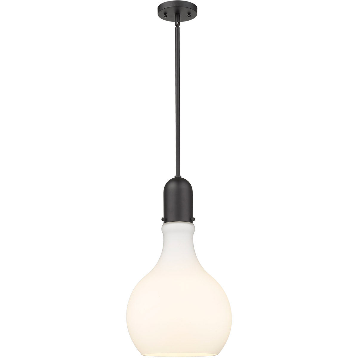 Amherst LED 11.75 inch Matte Black Mini Pendant Ceiling Light in Matte White Glass