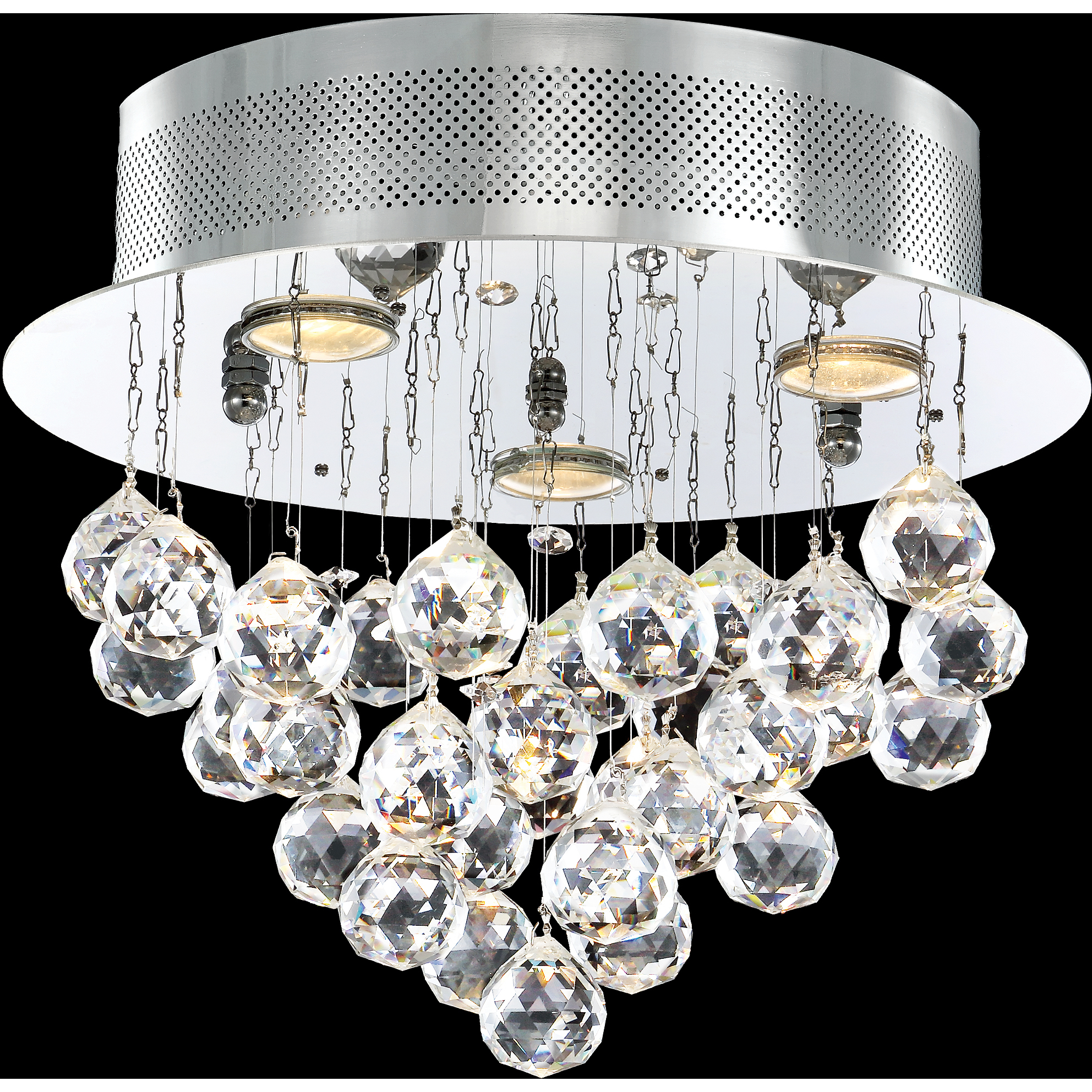 Cascade 3 Light 12 inch Silver Dual Mount Ceiling Light, Convertible to Pendant