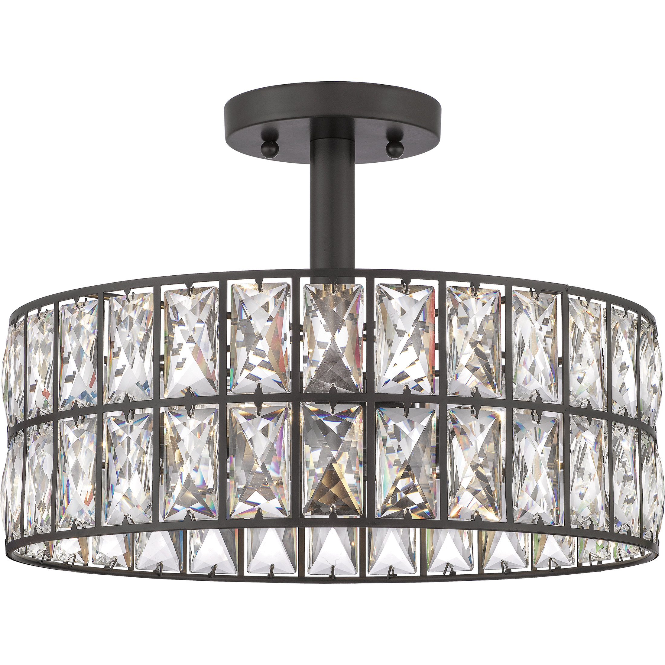 Coffman 3 Light 14 inch Western Bronze Semi-Flush Mount Ceiling Light