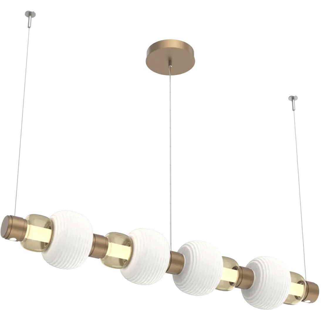 Torno Mandrel LED 53.3 inch Novel Brass with Chalk Linear Chandelier Ceiling Light