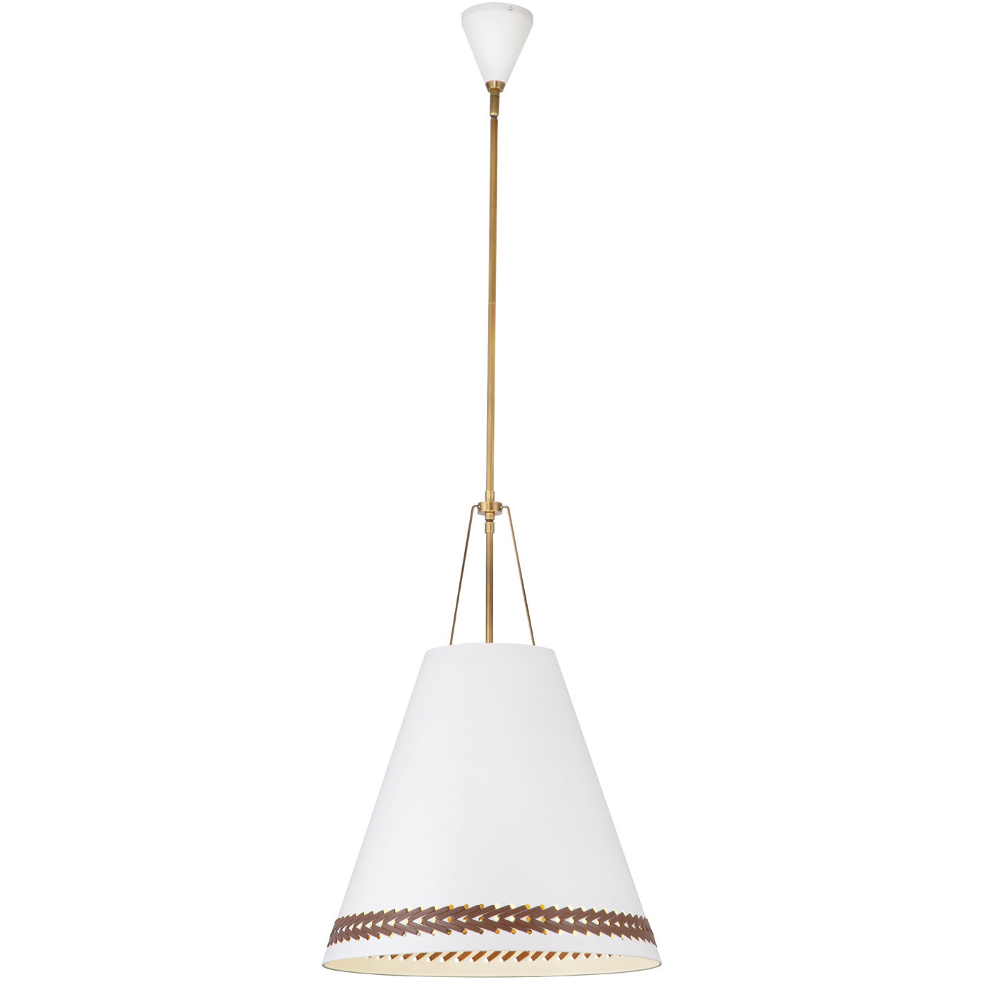 Brickell 3 Light 20 inch Matte White/Hazelnut Leather Pendant Ceiling Light in Matte White and Hazelnut Leather