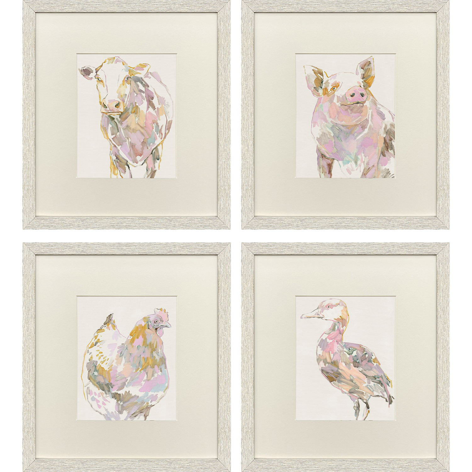 Barnyard Buds Pink and Multi and Green and Beige Framed Art, Propac