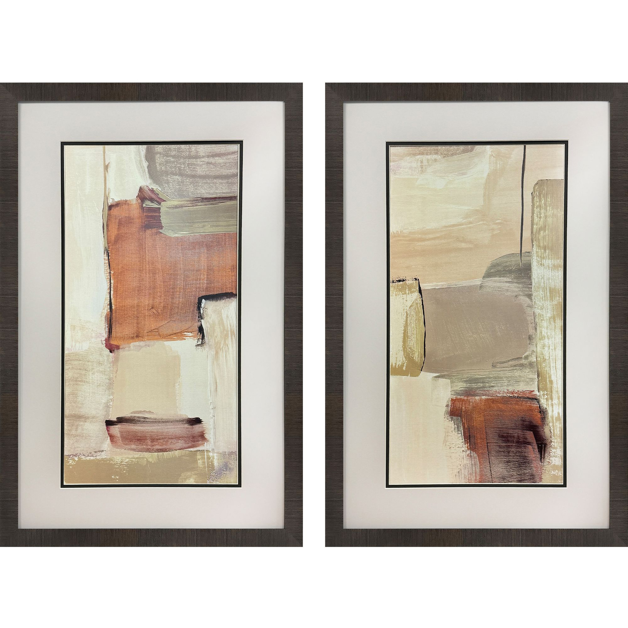 Spontaneous Living Beige and Rust and Orange and Green Framed Art, Propac