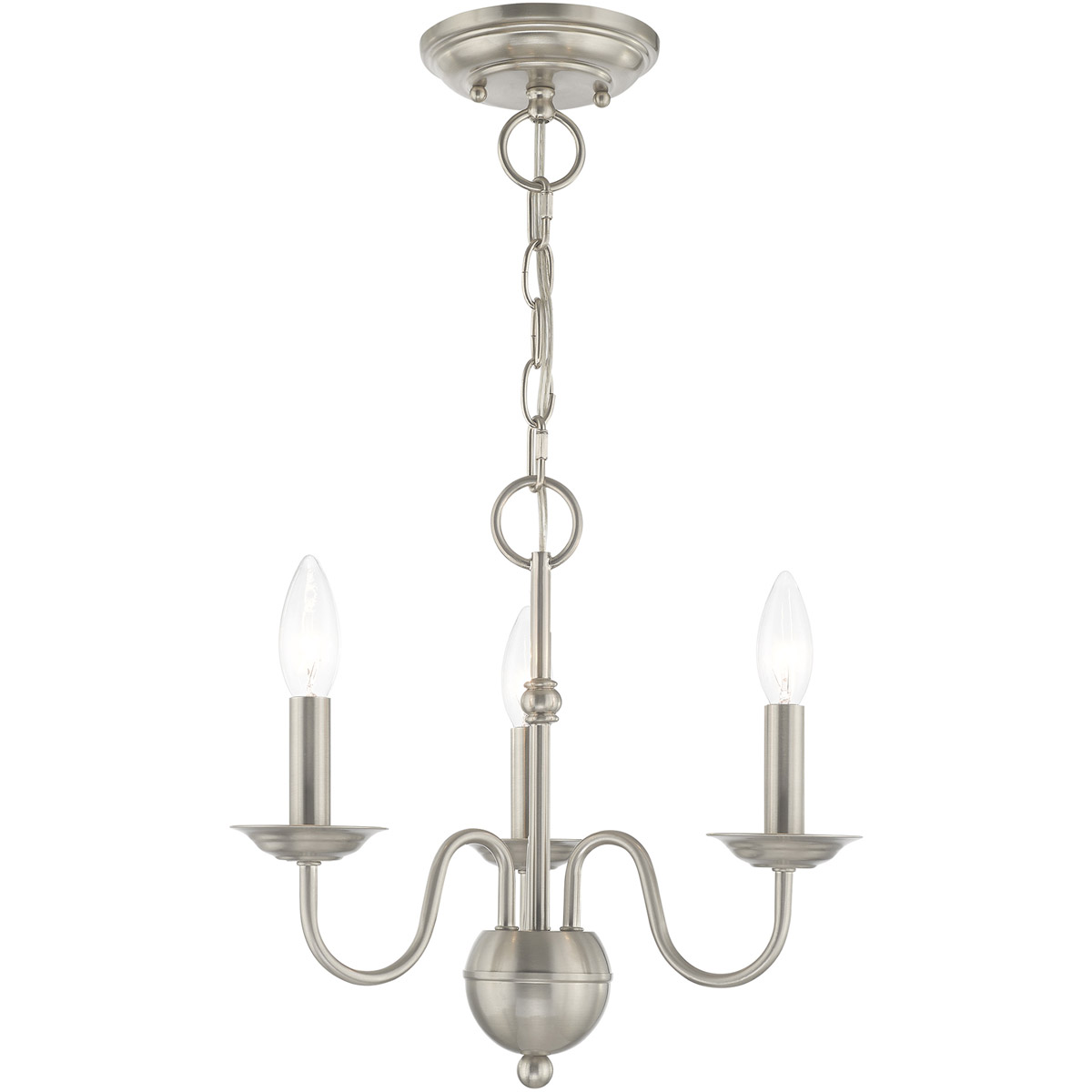 Windsor 3 Light 14 inch Brushed Nickel Mini Chandelier Ceiling Light