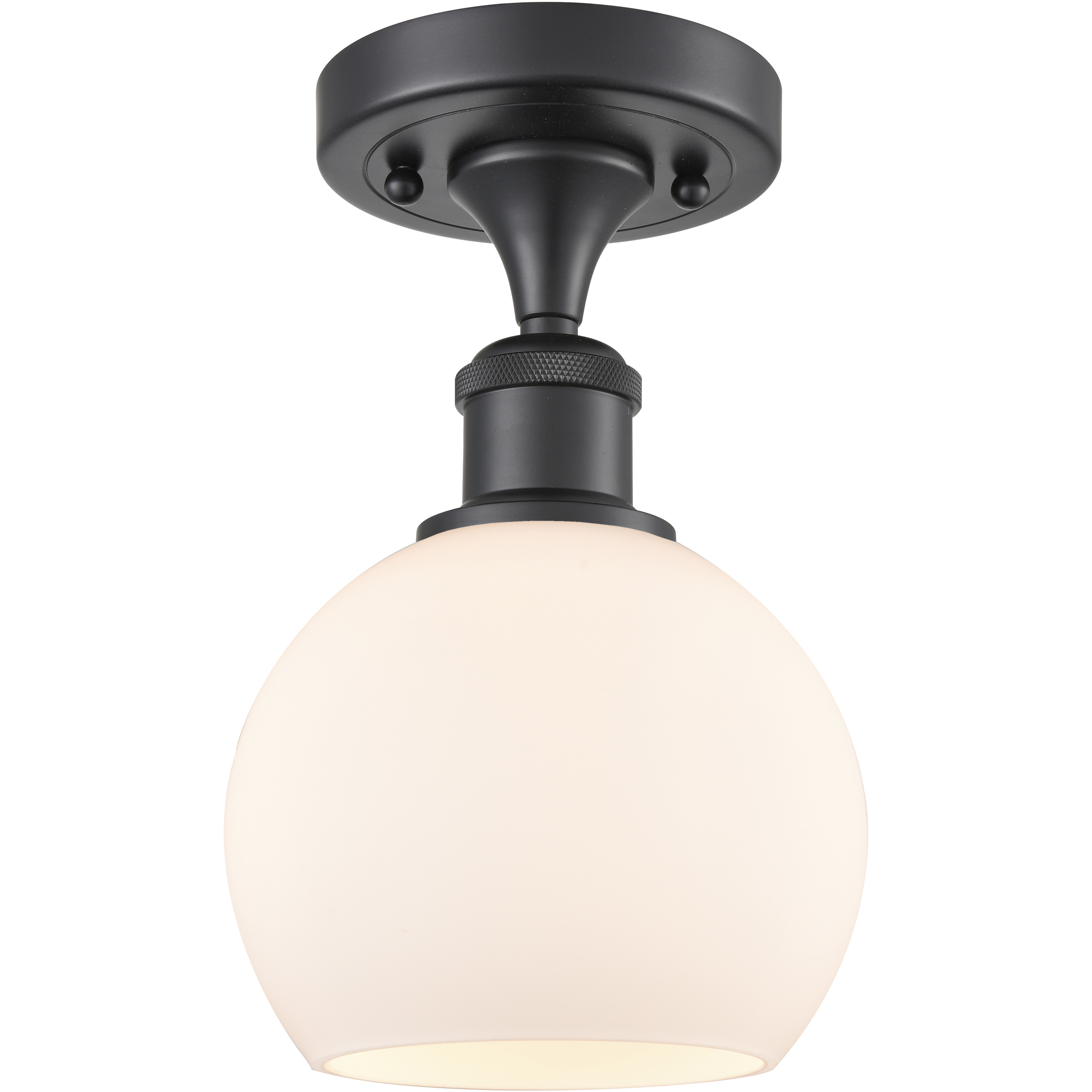 Edison Athens 1 Light 6 inch Matte Black Semi-Flush Mount Ceiling Light in Matte White Glass