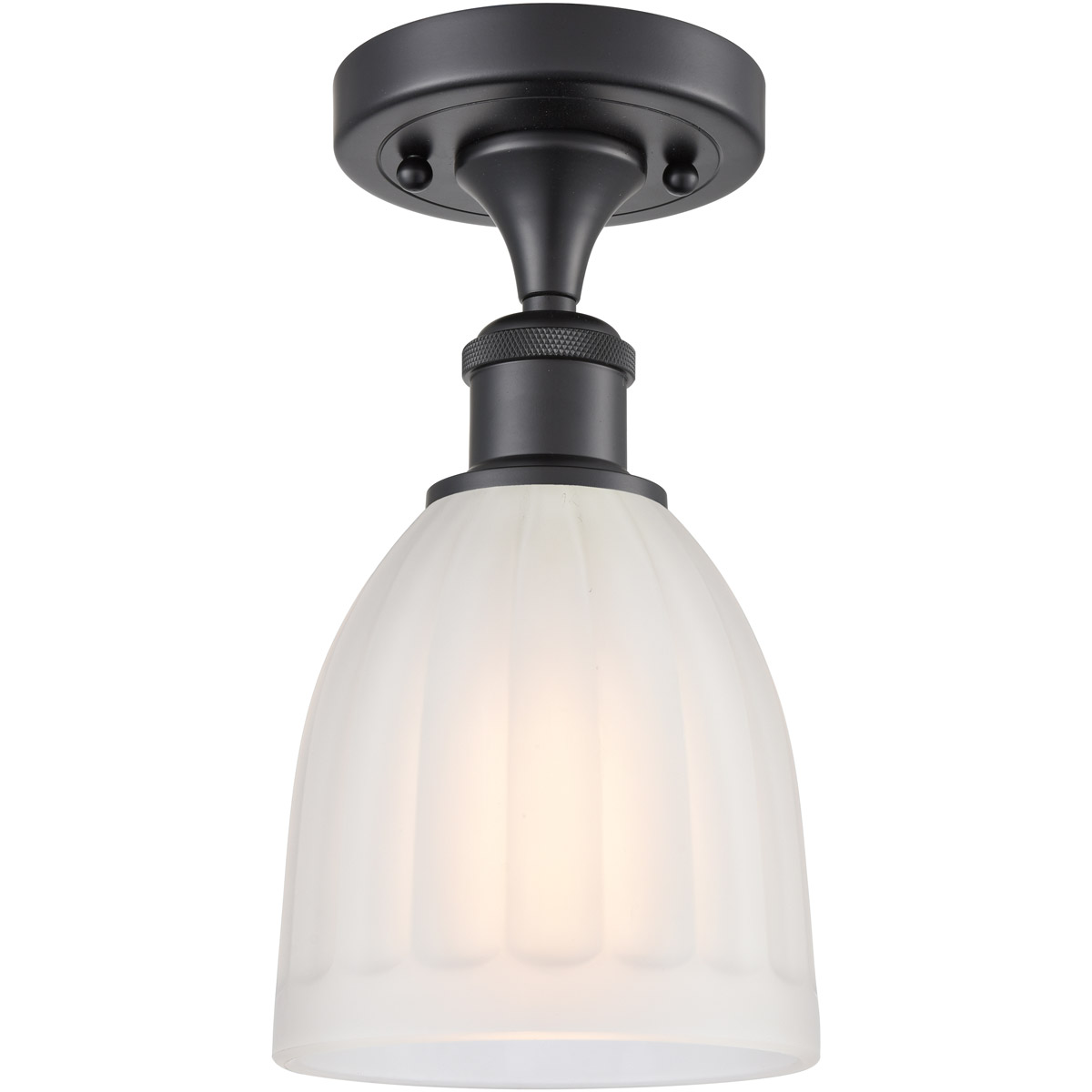 Ballston Brookfield 1 Light 5.75 inch Matte Black Semi-Flush Mount Ceiling Light in White Glass, Ballston