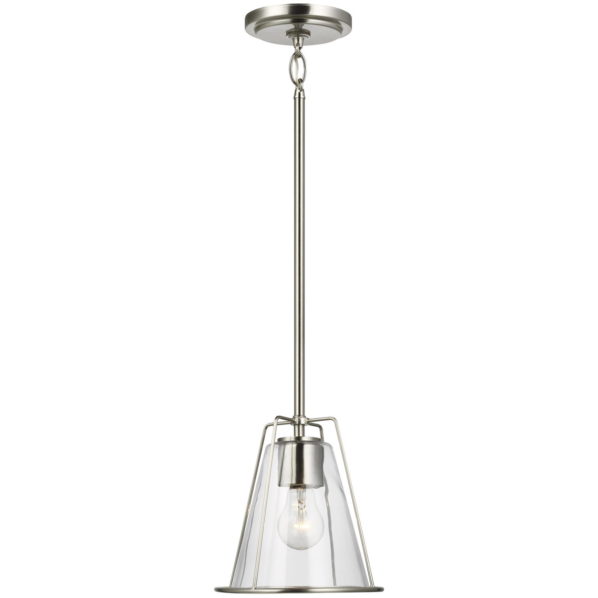 Framework 1 Light 7.75 inch Brushed Nickel Pendant Ceiling Light
