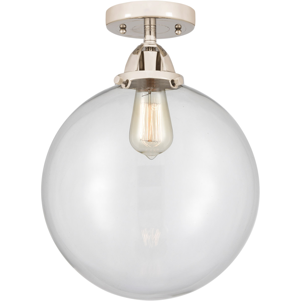 Nouveau 2 Beacon LED 12 inch Polished Nickel Semi-Flush Mount Ceiling Light in Clear Glass