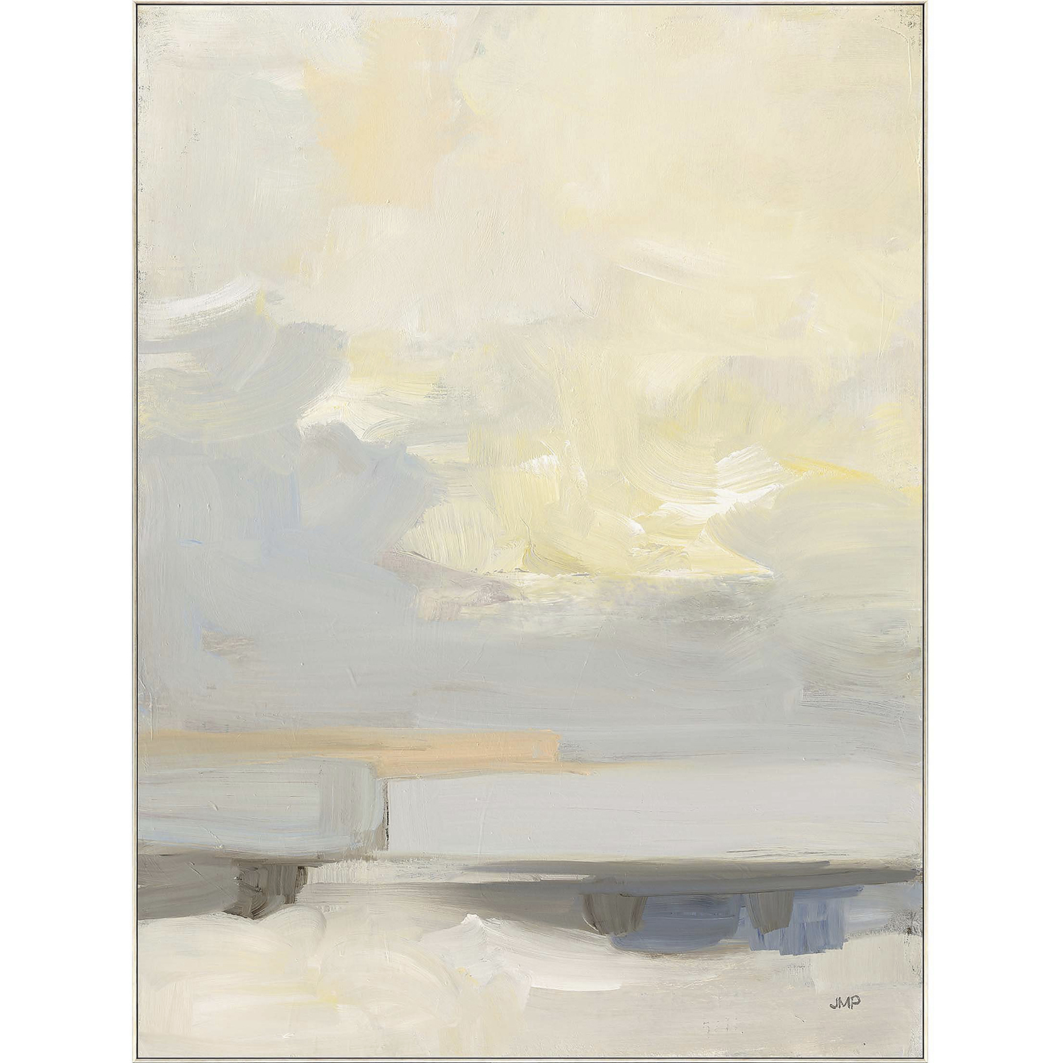 Dream of Clouds / Where Land Meets Sky Blue and Gray and Yellow Framed Art