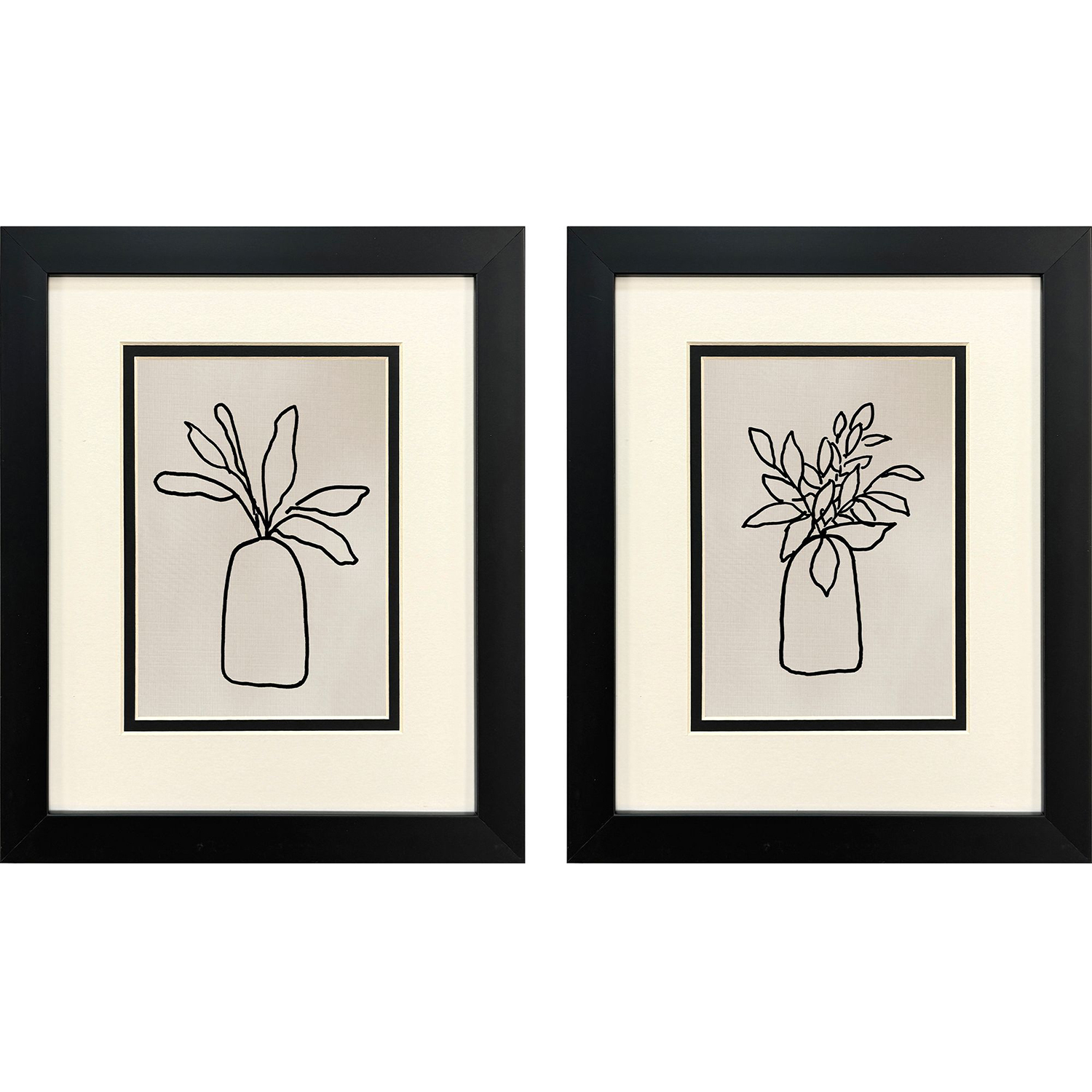 Simple Leaves Black and Beige and Neutral Framed Art, Propac