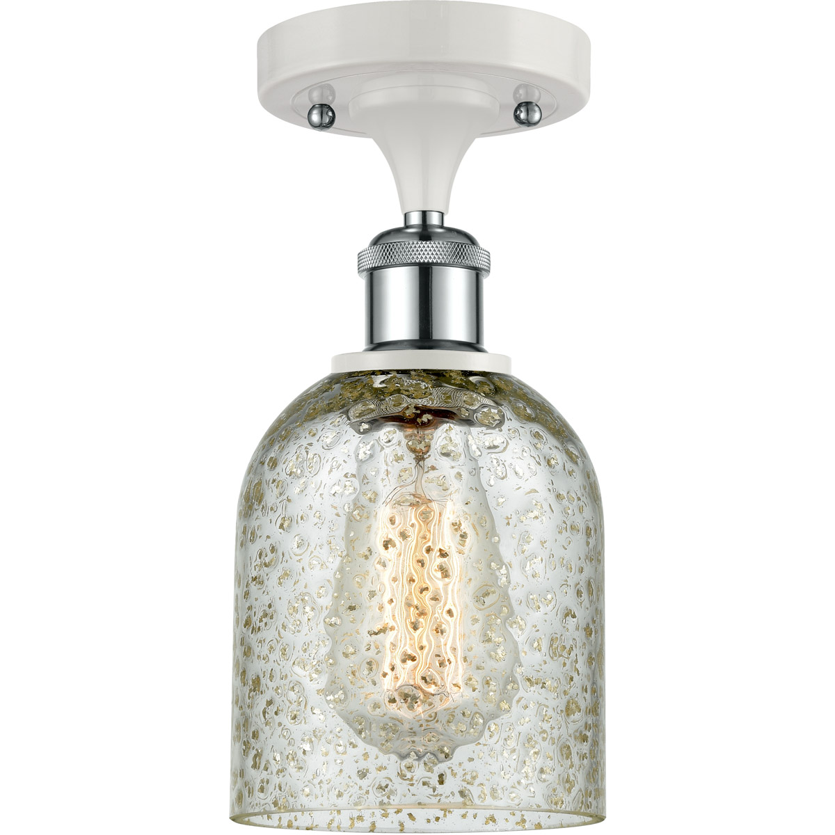 Ballston Caledonia 1 Light 5 inch White and Polished Chrome Semi-Flush Mount Ceiling Light in Mica Glass, Ballston