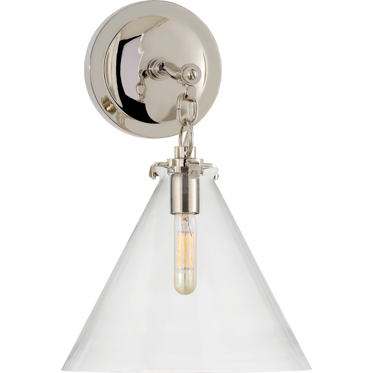 Thomas O'Brien Katie6 1 Light 9.4 inch Polished Nickel Conical Bath Sconce Wall Light in Clear Glass, Small