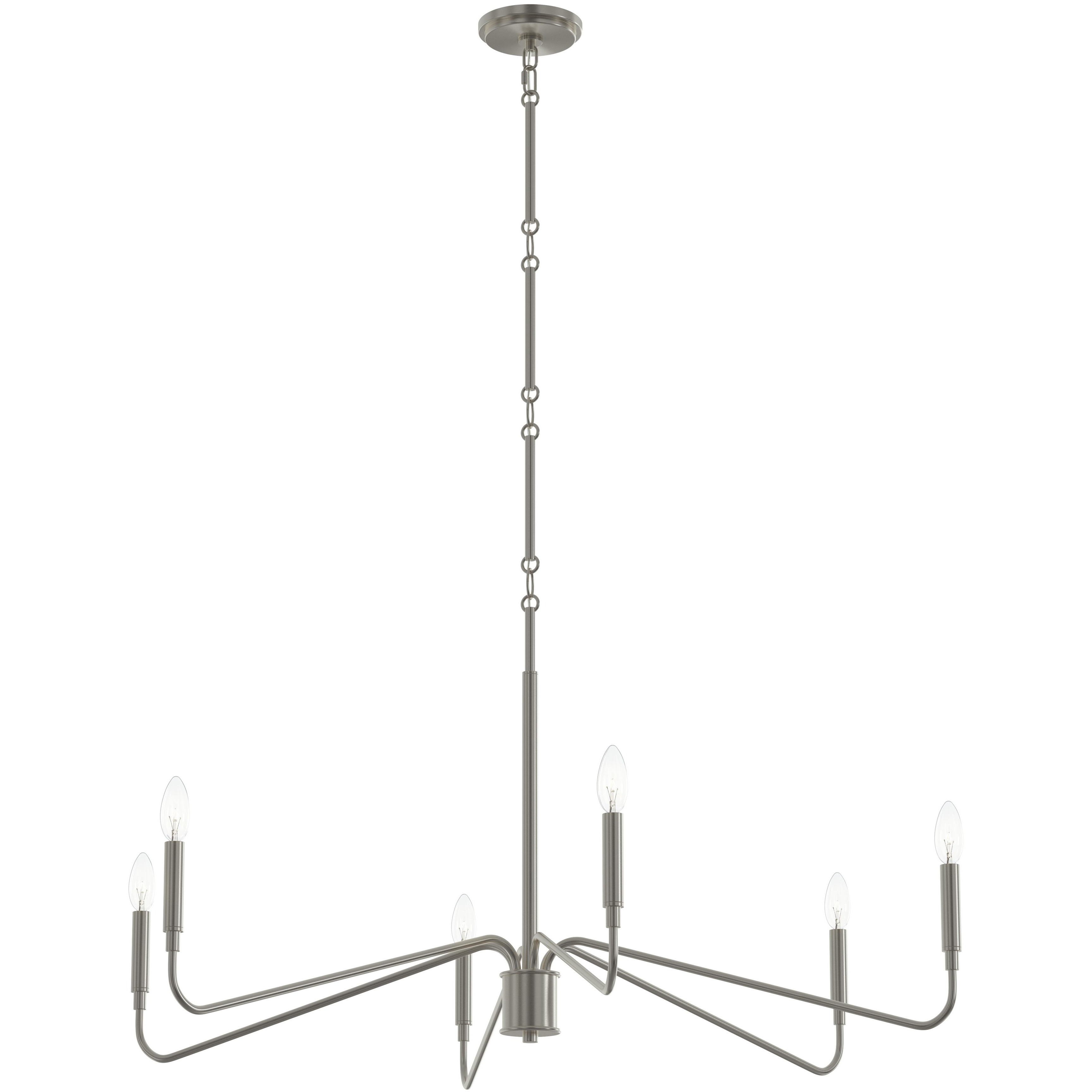 Pilar 6 Light 40 inch Brushed Nickel Chandelier Ceiling Light