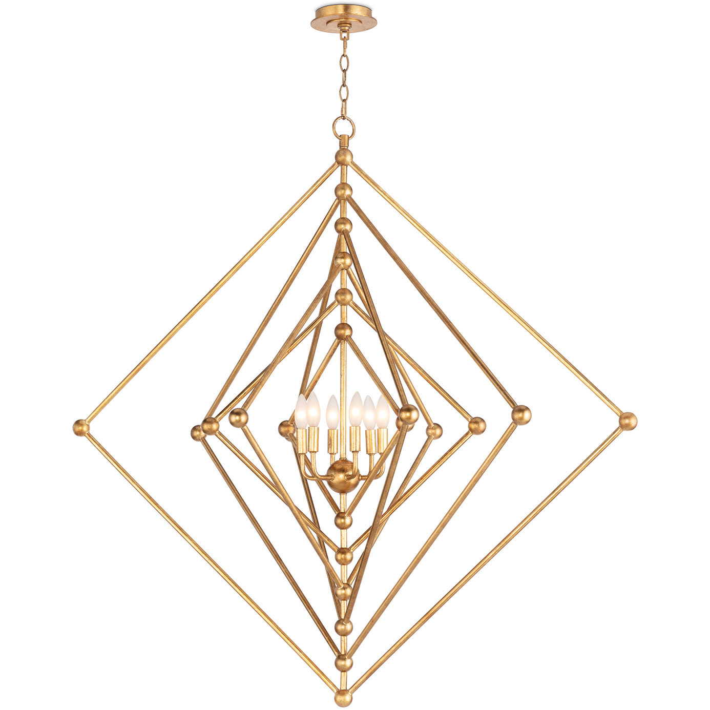 Selena 6 Light 46.25 inch Antique Gold Leaf Chandelier Ceiling Light, Square Large