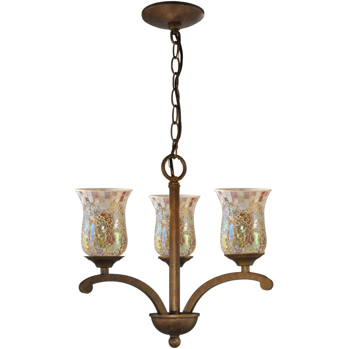 Springdale 3 Light 15 inch Antique Golden Bronze Pendant Ceiling Light