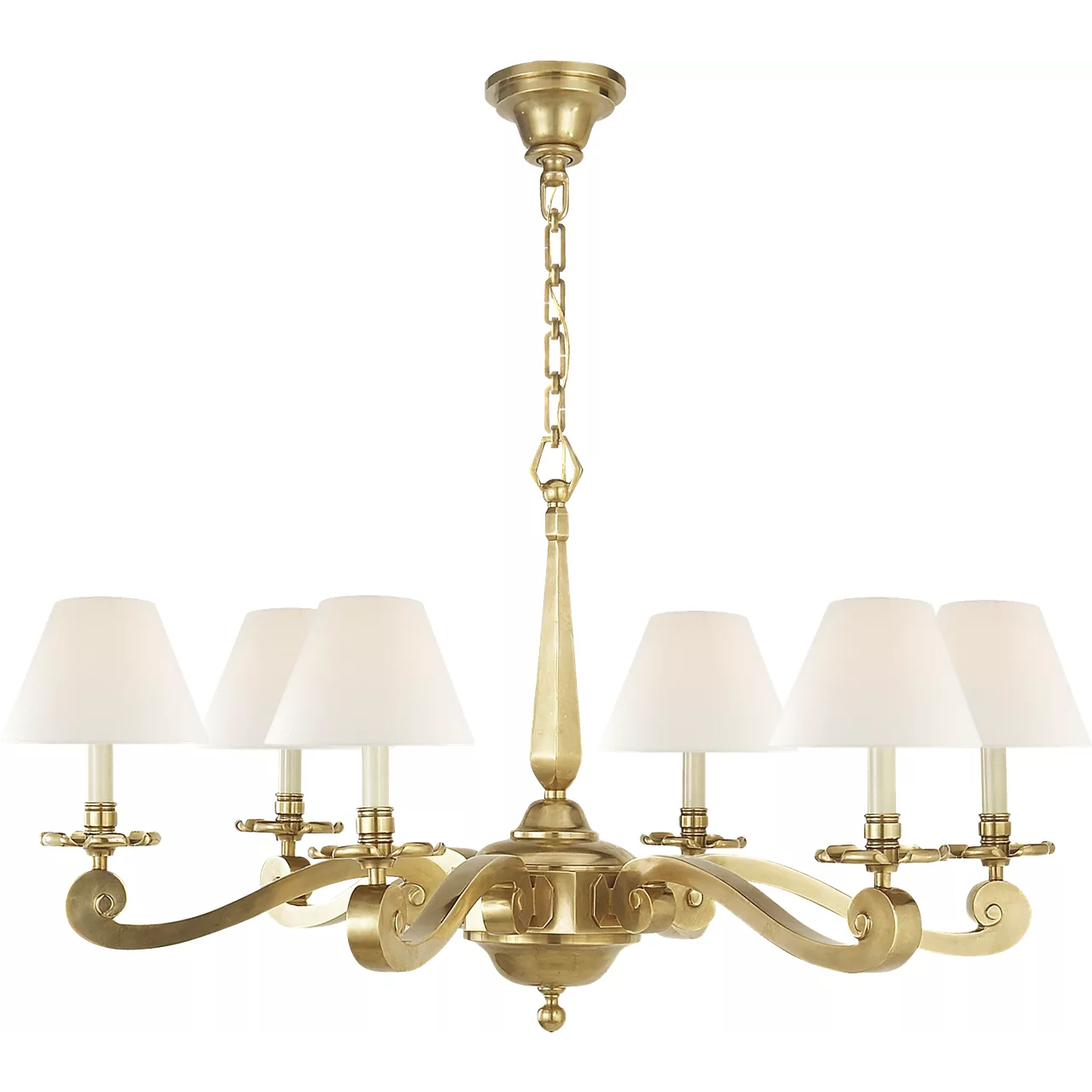 Alexa Hampton Myrna Chandelier 6 Light 33 inch Natural Brass Chandelier Ceiling Light in Linen