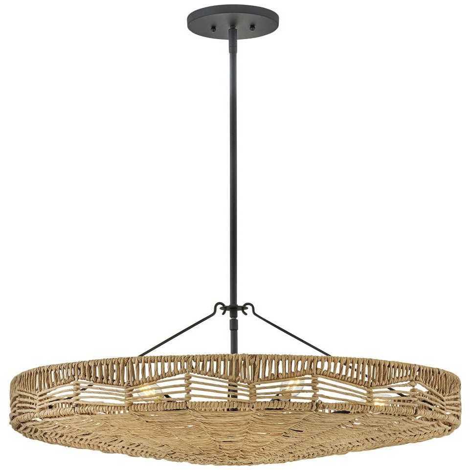 Ophelia 30 inch Black Indoor Foyer Pendant Ceiling Light in Natural