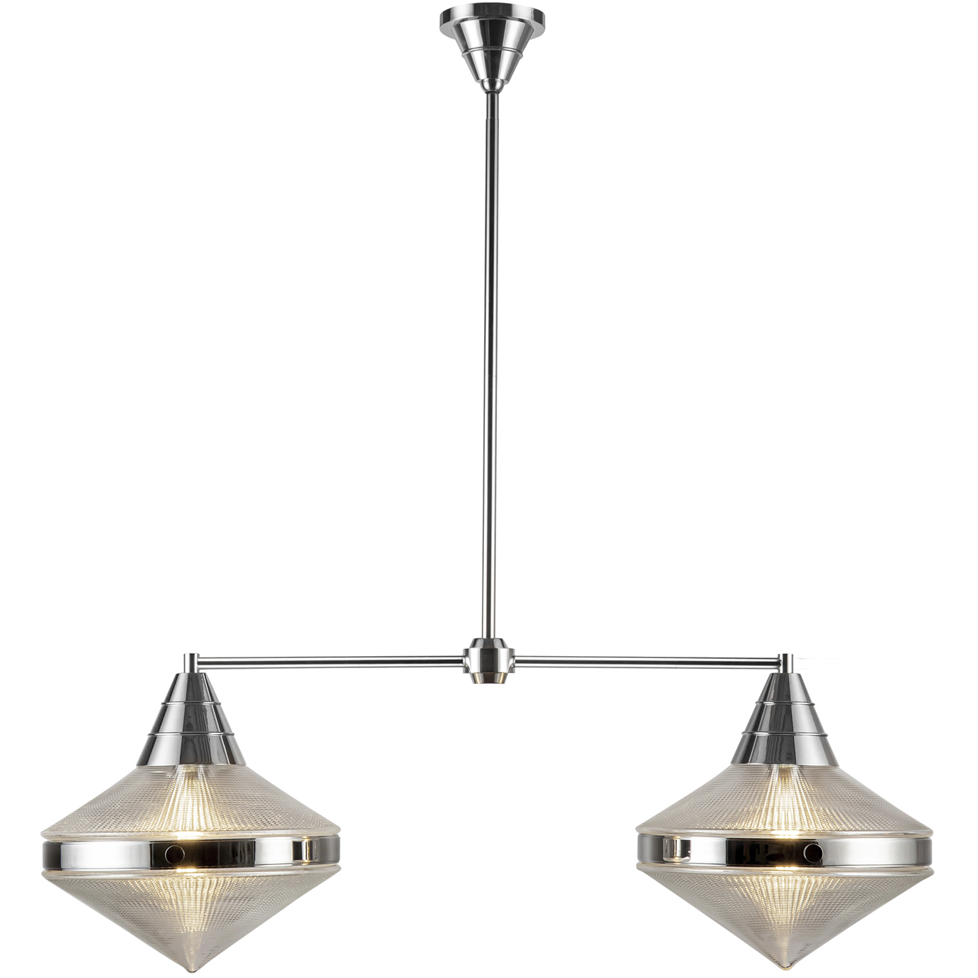 Willard 2 Light 40.63 inch Polished Nickel/Prismatic Glass Linear Pendant Ceiling Light in Clear Prismatic Glass