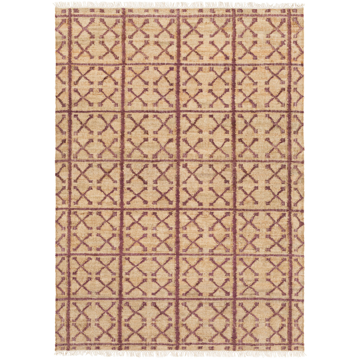 Laural 90 X 60 inch Cream, Dark Purple, Khaki Rug