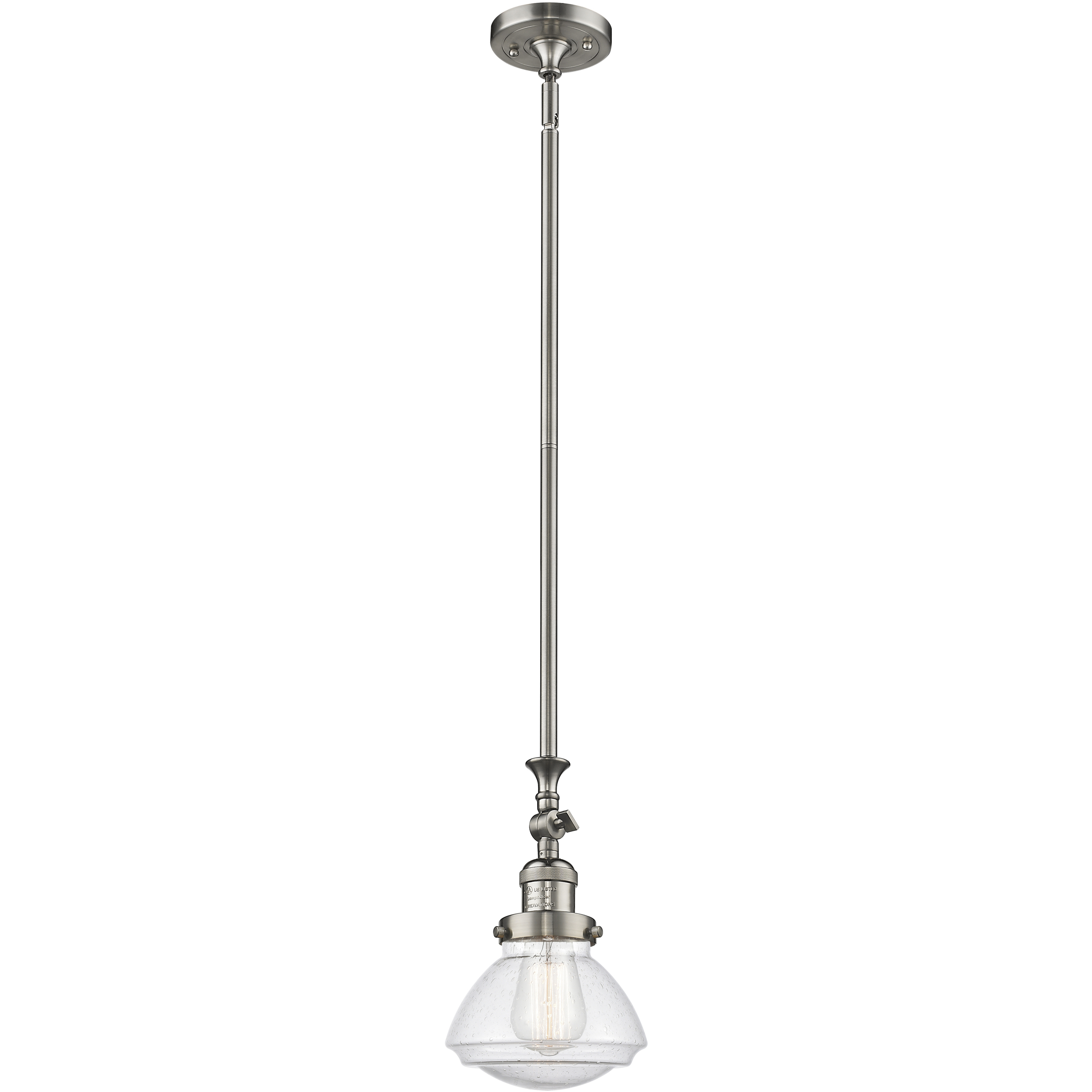 Franklin Restoration Olean 1 Light 6.75 inch Brushed Satin Nickel Mini Pendant Ceiling Light in Incandescent, Seedy, Franklin Restoration