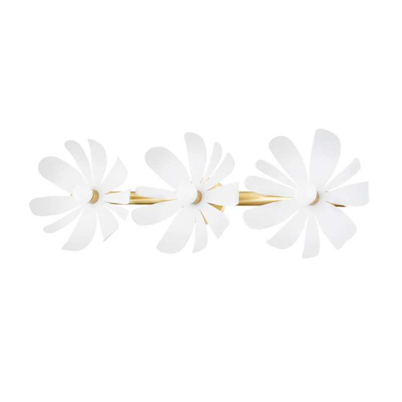 Twiggy 3 Light 12 inch Aged Brass/Textured White Combo Vanity Light Wall Light 