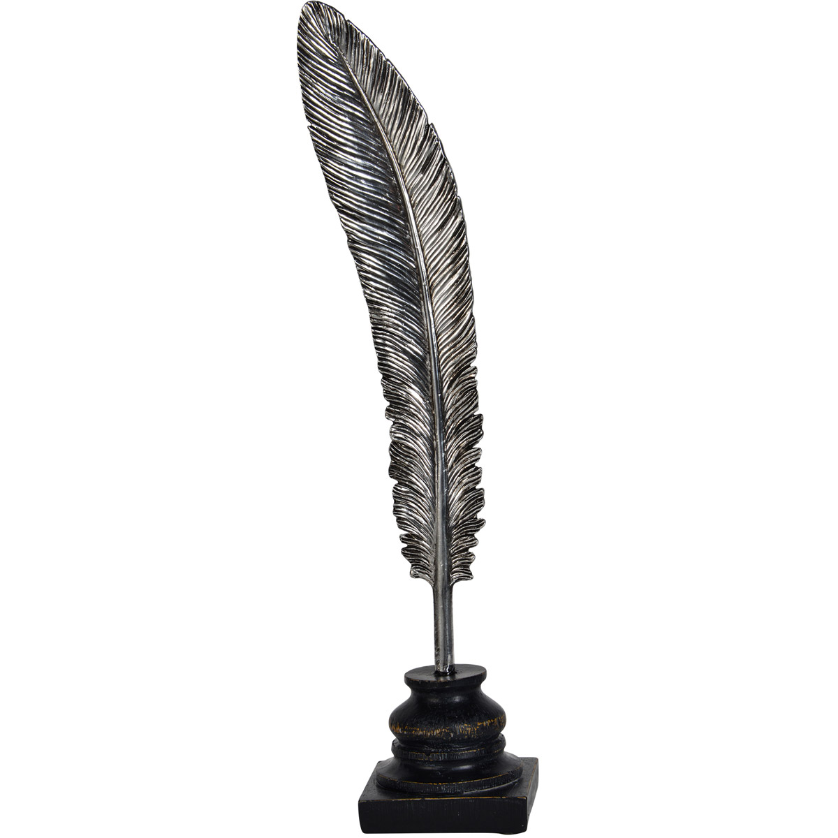 Plume Antique Silver and Black Statue