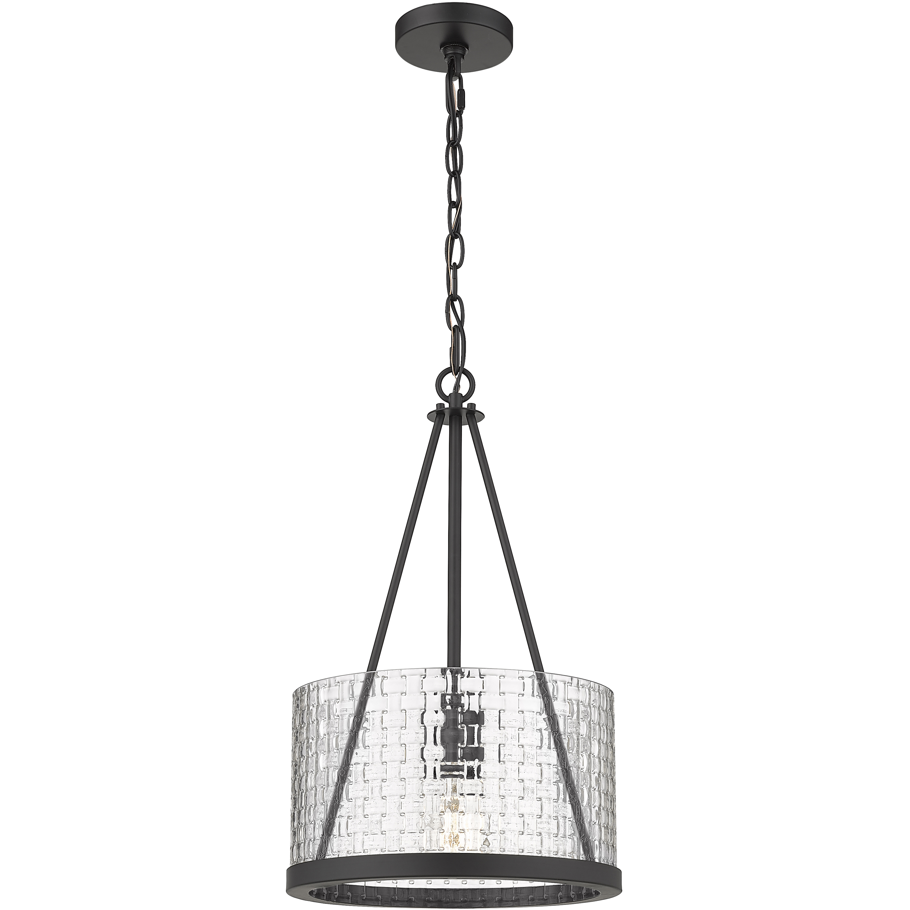 Marissa 1 Light 12 inch Matte Black Mini Pendant Ceiling Light in Clear Basket Weave Glass
