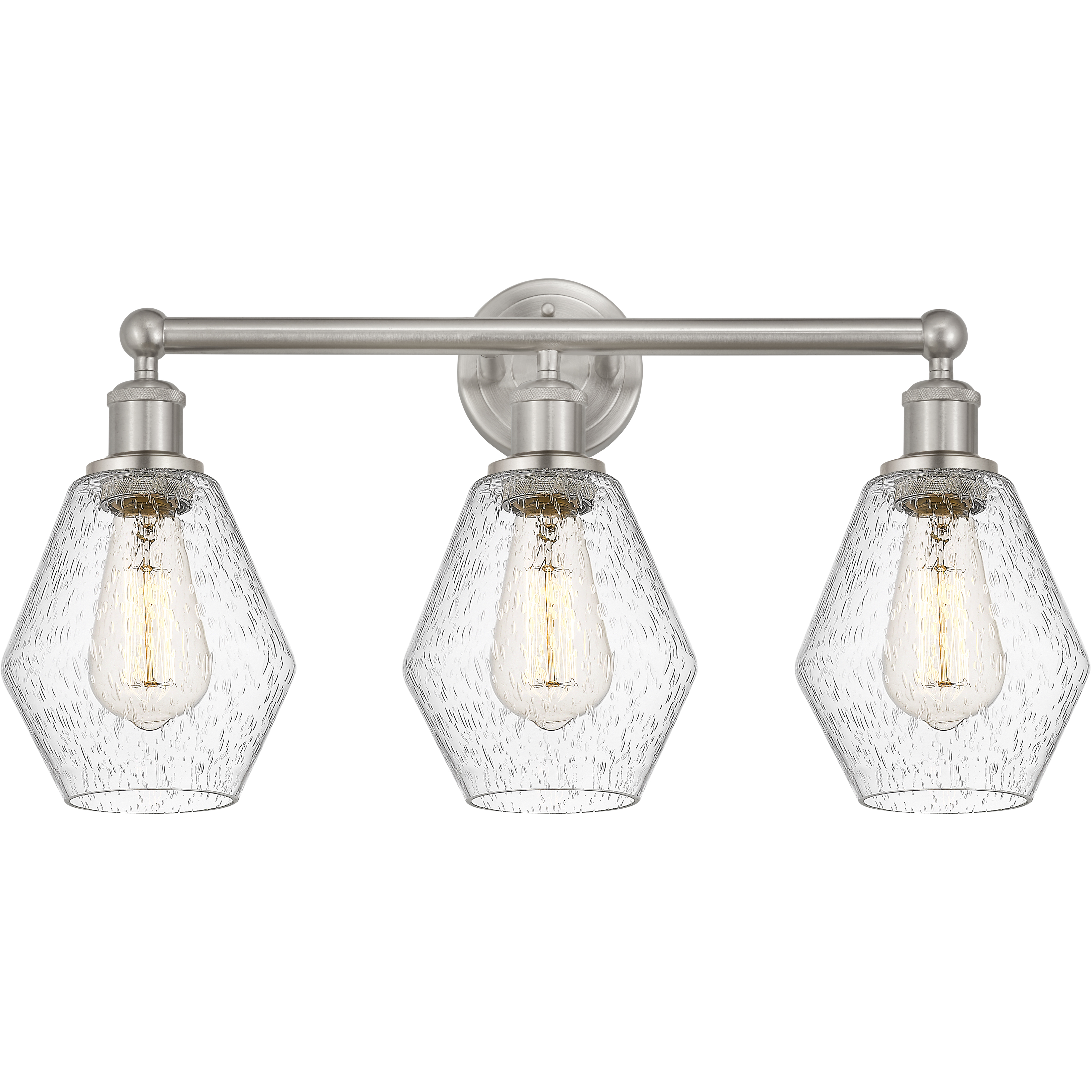 Edison Cindyrella 3 Light 24 inch Brushed Satin Nickel Bath Vanity Light Wall Light in Seedy Glass