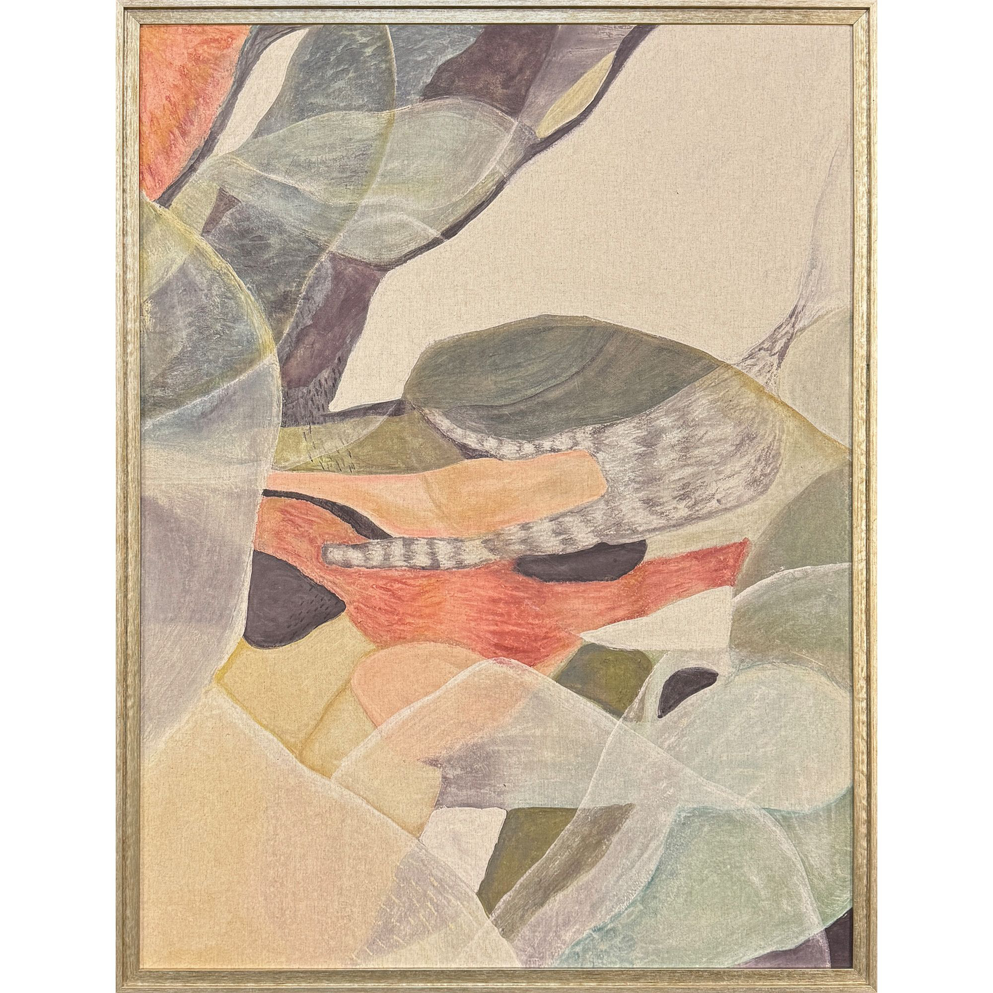 Subdued Motion Green and Gray and Multi and Orange Canvas