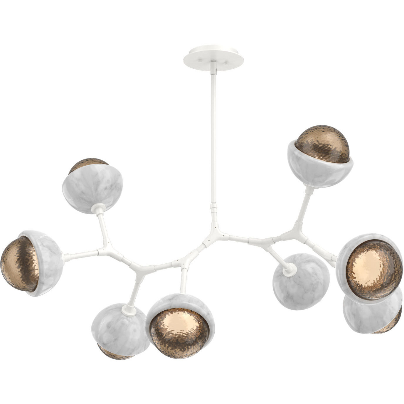 Cabochon LED 37.6 inch Salt White with White Marble Pendant Ceiling Light in 3000K LED, Bronze, Modern Branch